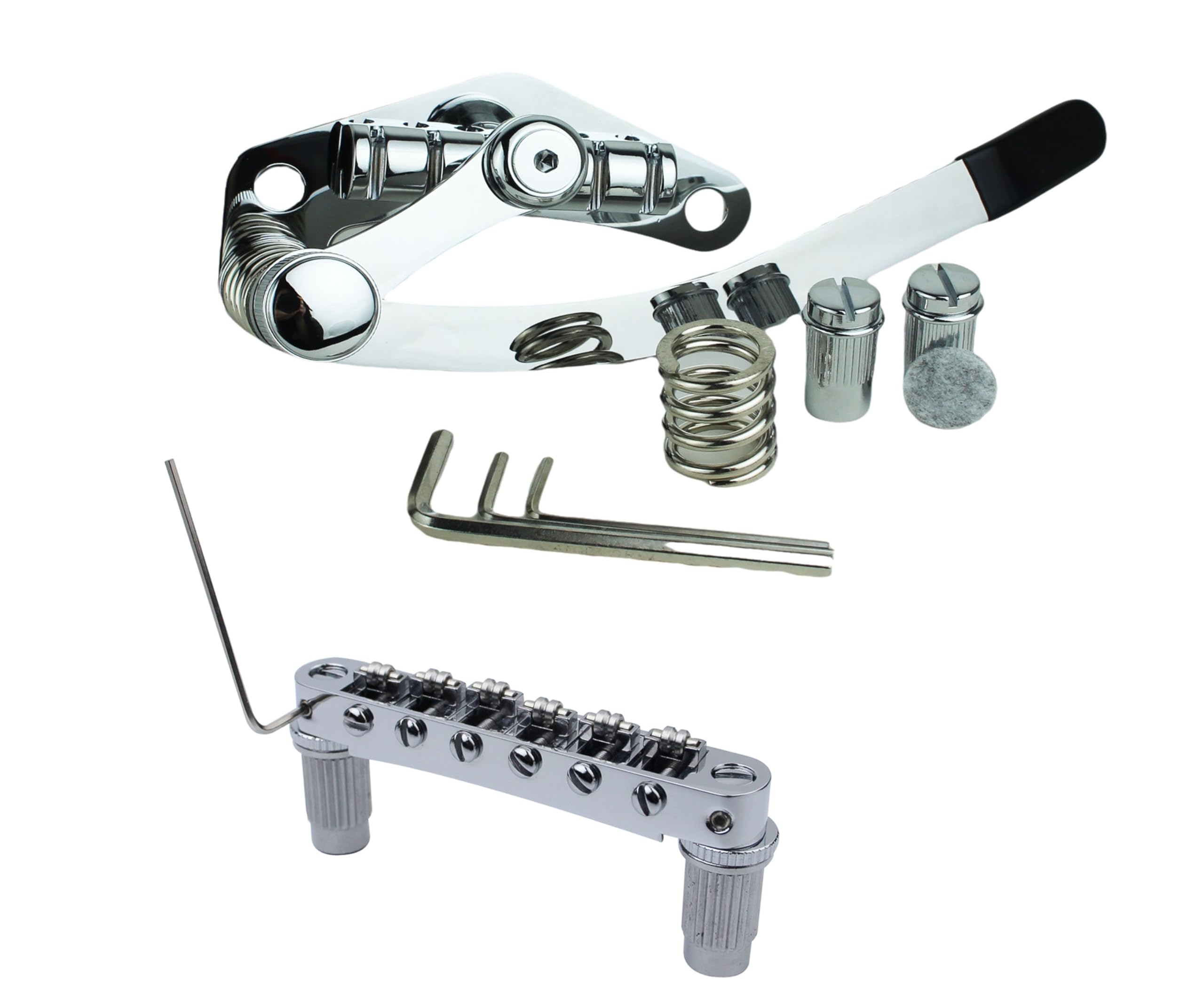 Guyker Guitar Bridge Stop Bar Tailpiece Tremolo TM85X and GM005 Tune-O-Matic Roller Saddle Bridge Combo Replacement Part Compati