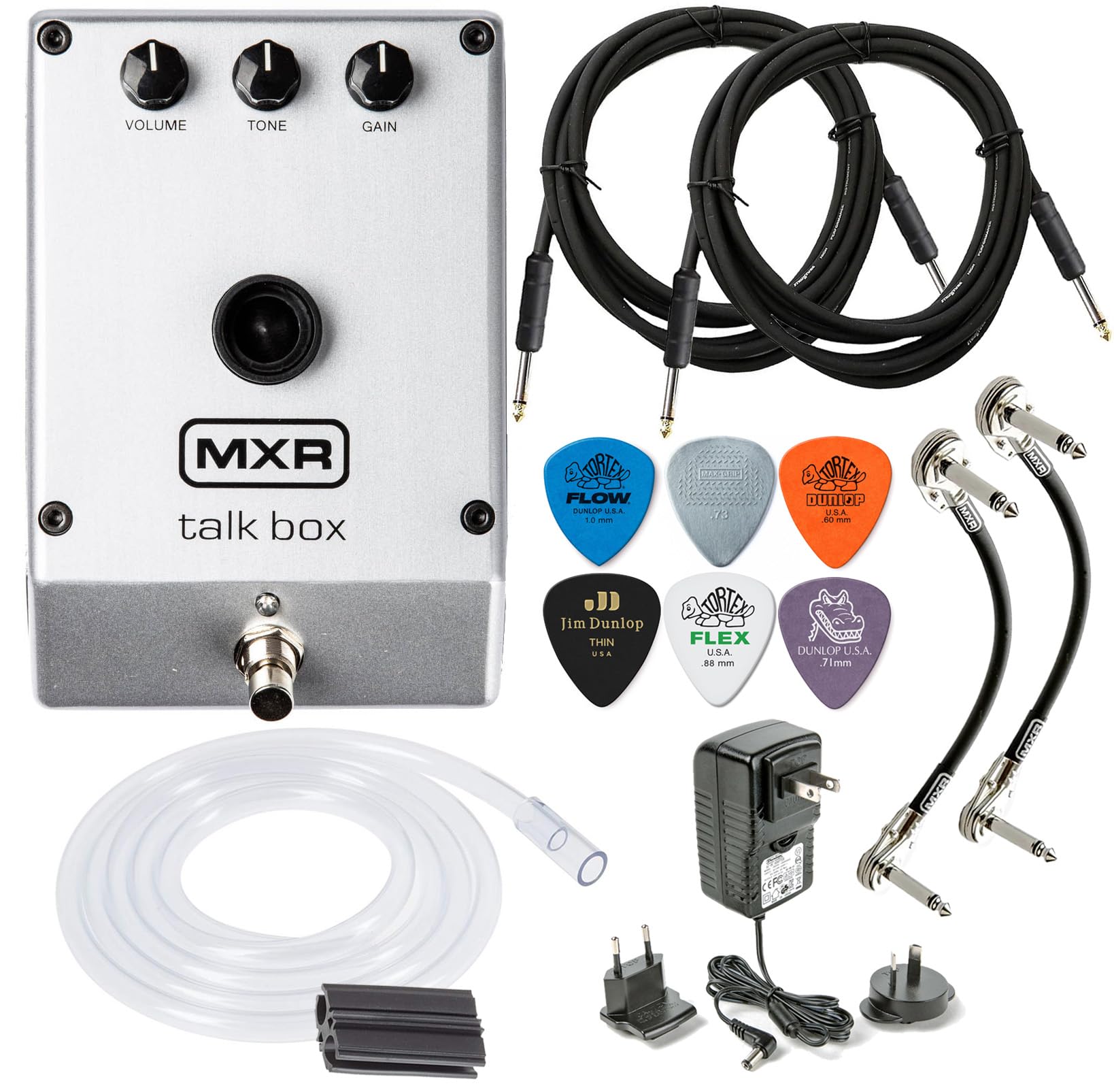 MXR M222 TALK BOX Effects Pedal Voicebox for Guitar, Keyboard and other instruments with Tonebird 2- Cable, Dunlop Picks, 2- MXR