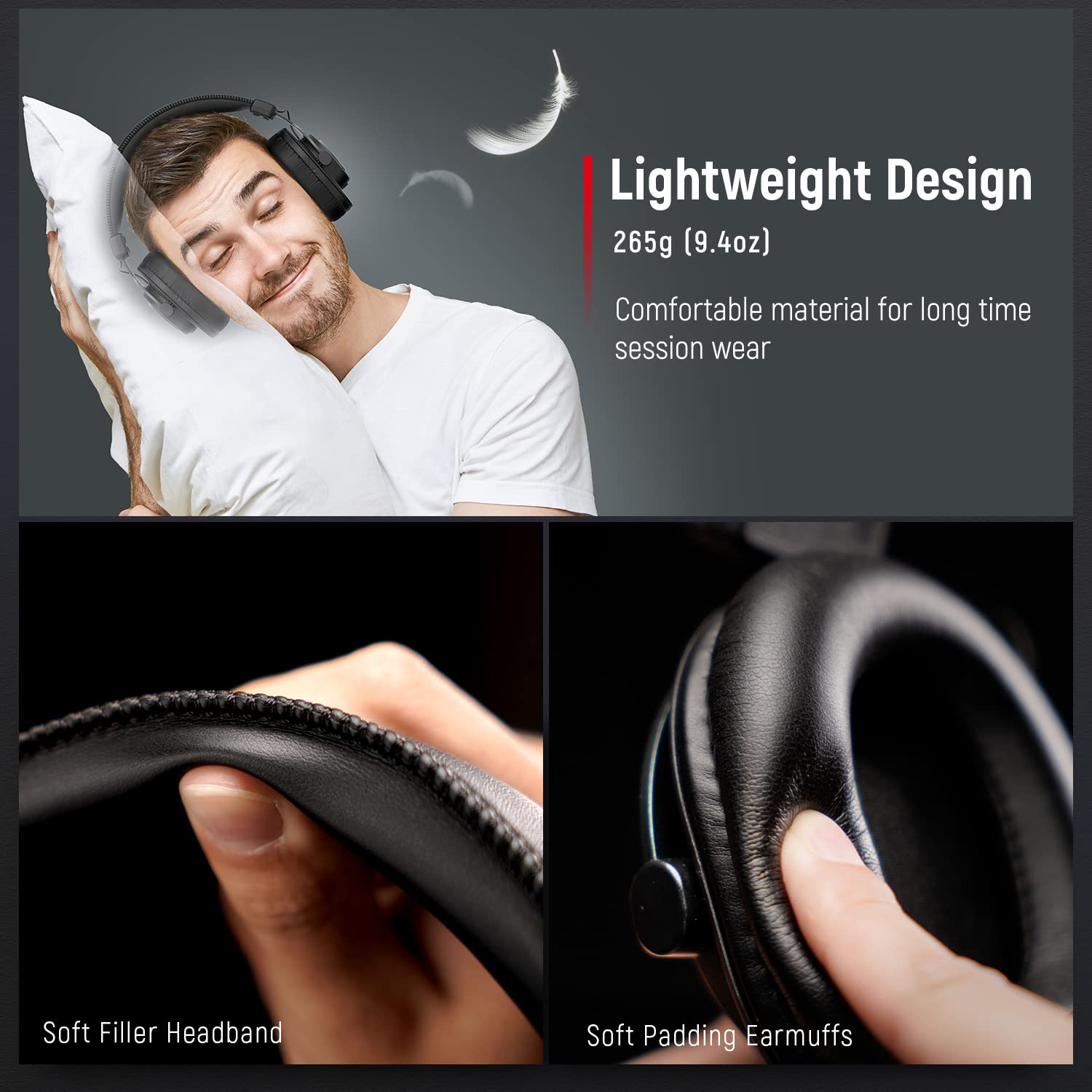 FIFINE Studio Monitor Headphones for Recording-Over Ear Wired Headphones for Podcast Monitoring, Streaming Comfortable Equipment