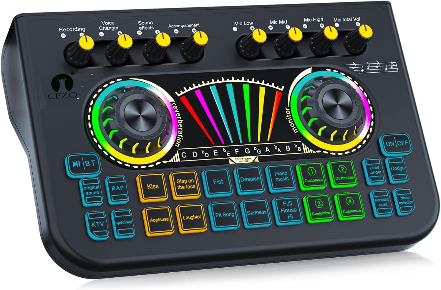 Cezo X3 Professional Live Streaming Audio Interface With 2 Mic Inputs, 2 Smartphones Multi-Channel Mixer Output For Karaoke, Mob