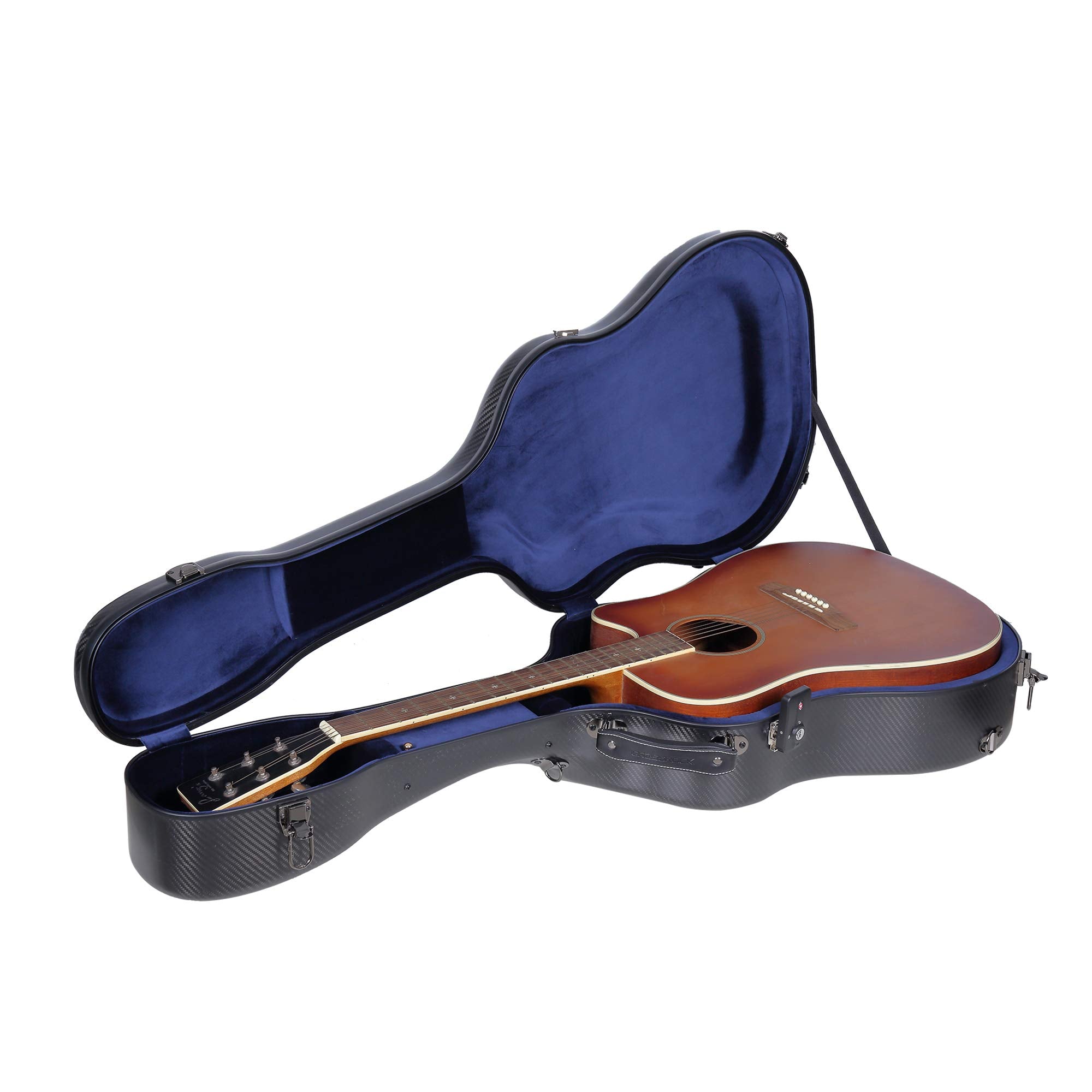 Crossrock Dreadnought Acoustic Guitar Flight Case, 100% Carbon Fiber Hard Shell with Backpack and Protective Cover(CRF6020DBK)