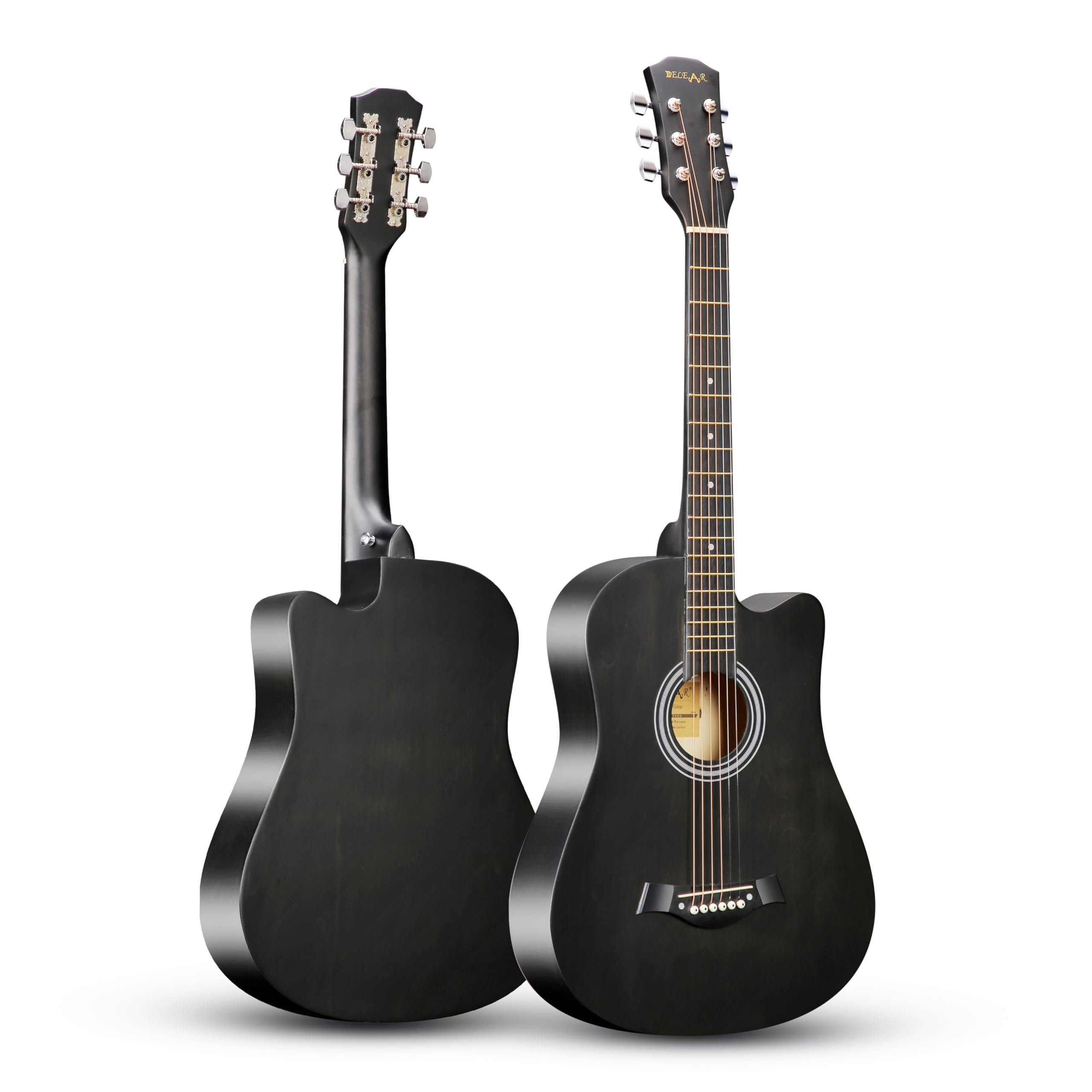 Belear Bass Wood J-210 Smoky Black Acoustic Guitar, Cutaway Shape 38 Inch, With Truss Rod