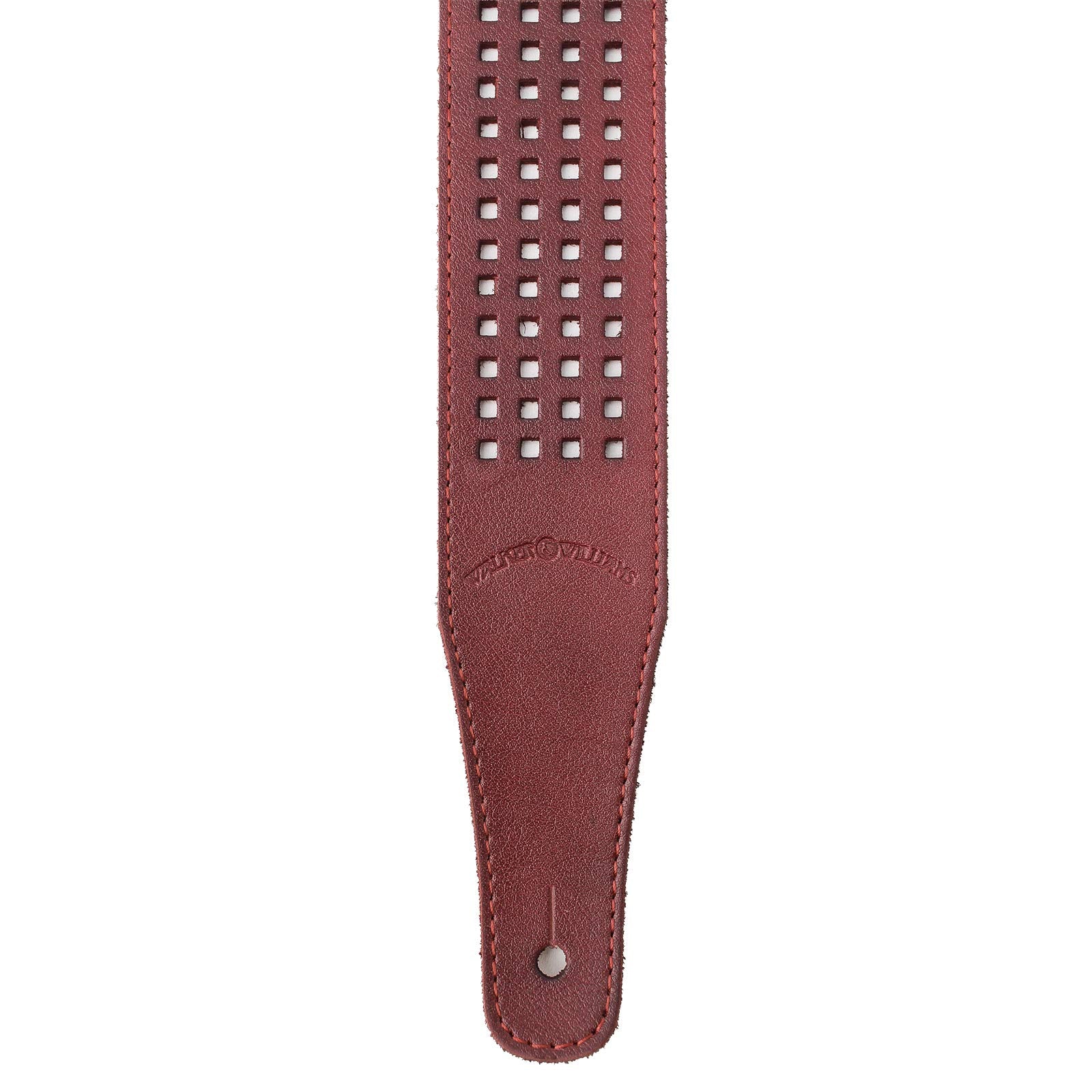 Walker & Williams ST-07 Burgundy Brown Waffle Cut 100% Leather Guitar Strap