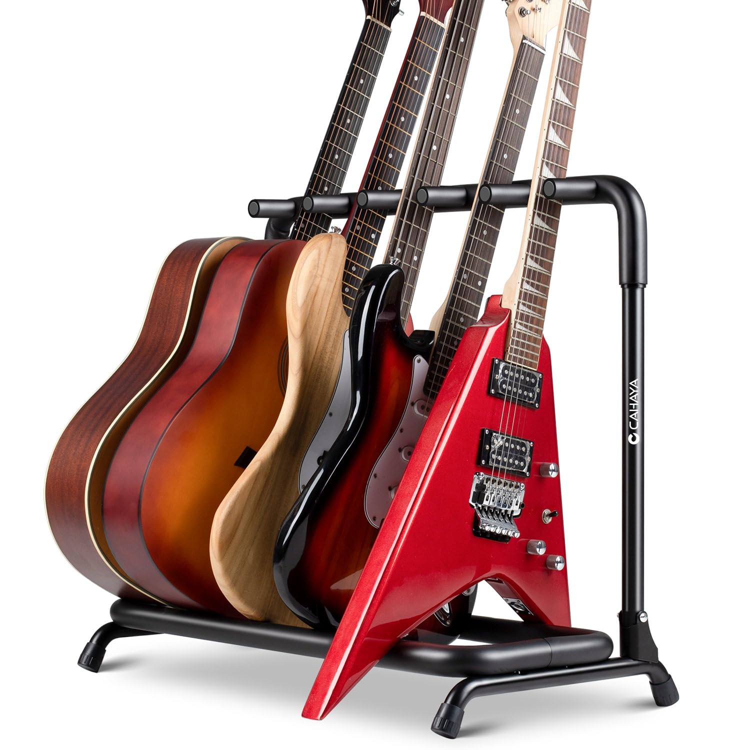 Cahaya Multi Guitar Rack: Acoustic Guitar Display Rack 5 Holder Thick Padding Guitar Rack Holder Floor Stand For Classical Acous