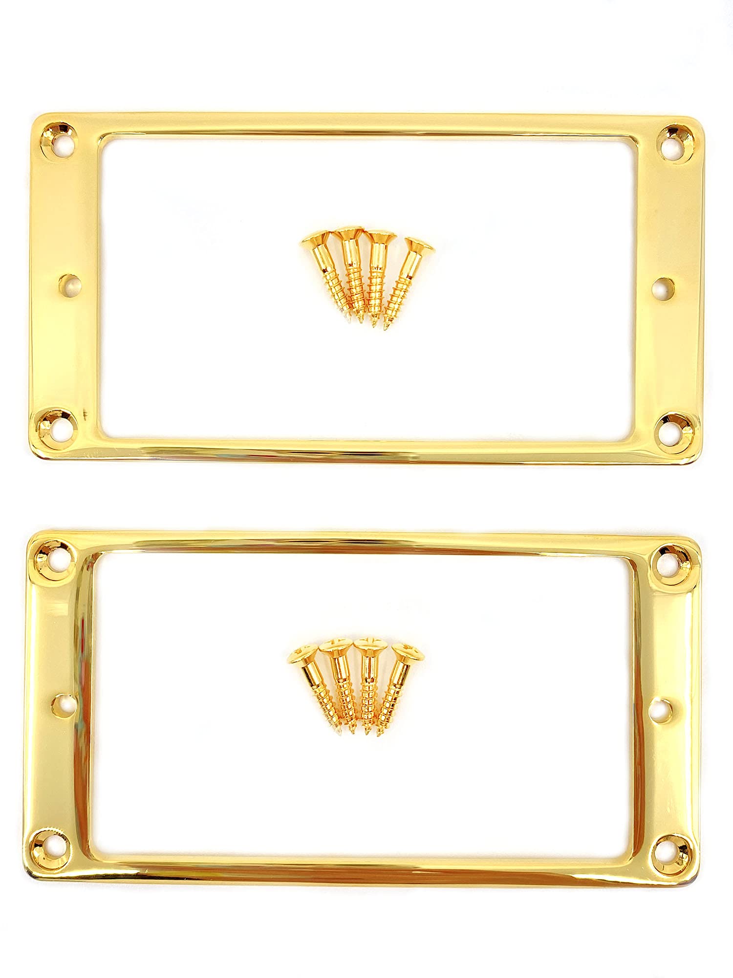 ALS Flat Metal Mounting Ring Set of 2 with Screws - Gold Plated Solid Brass for Humbucking Pickups - Humbucker pickup Frames/Bra