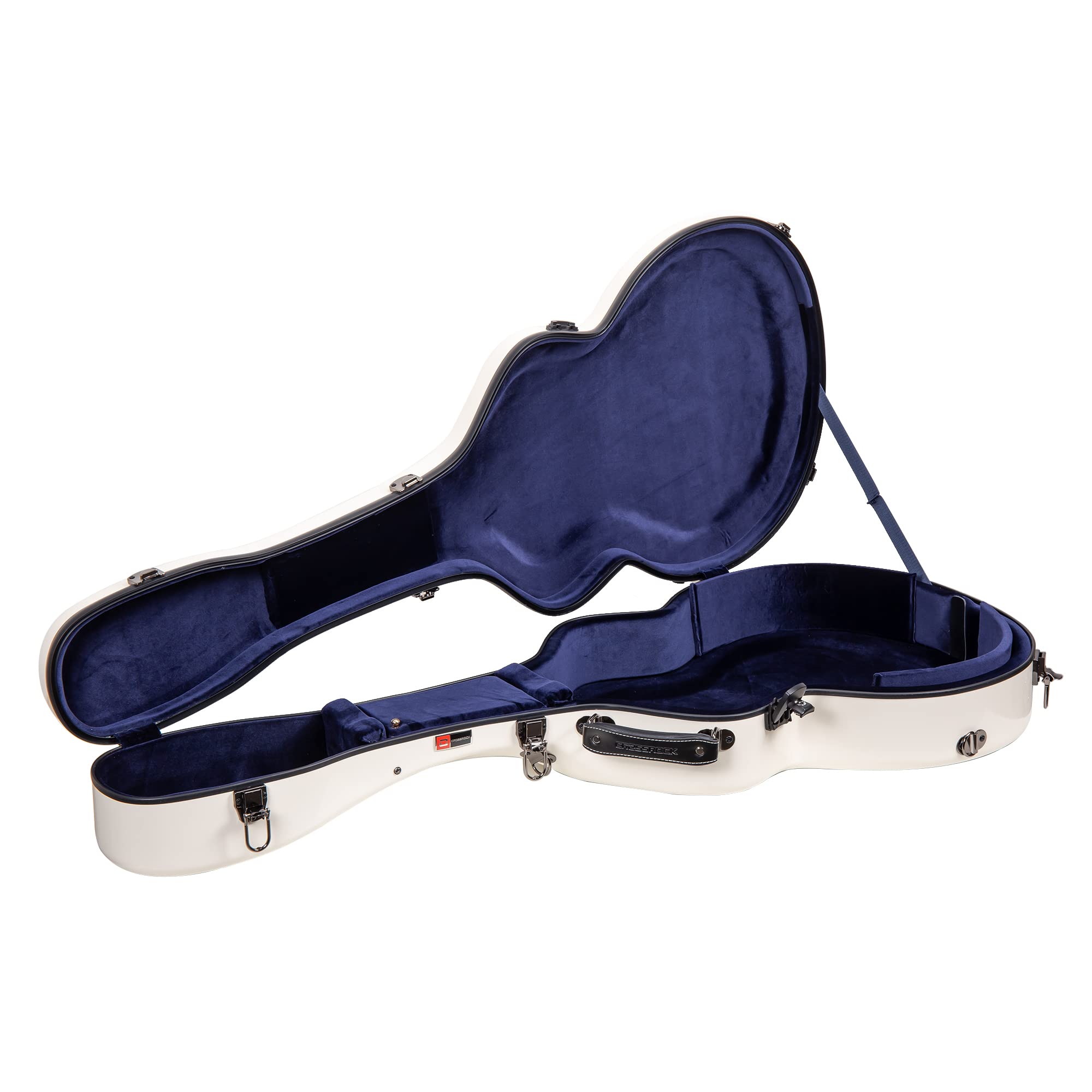 Crossrock 17'' Archtop Jazz Guitar Case - Heavy-Duty Fiberglass Hardshell with TSA Lock, Backpack Straps - Compatible Gibson L5/