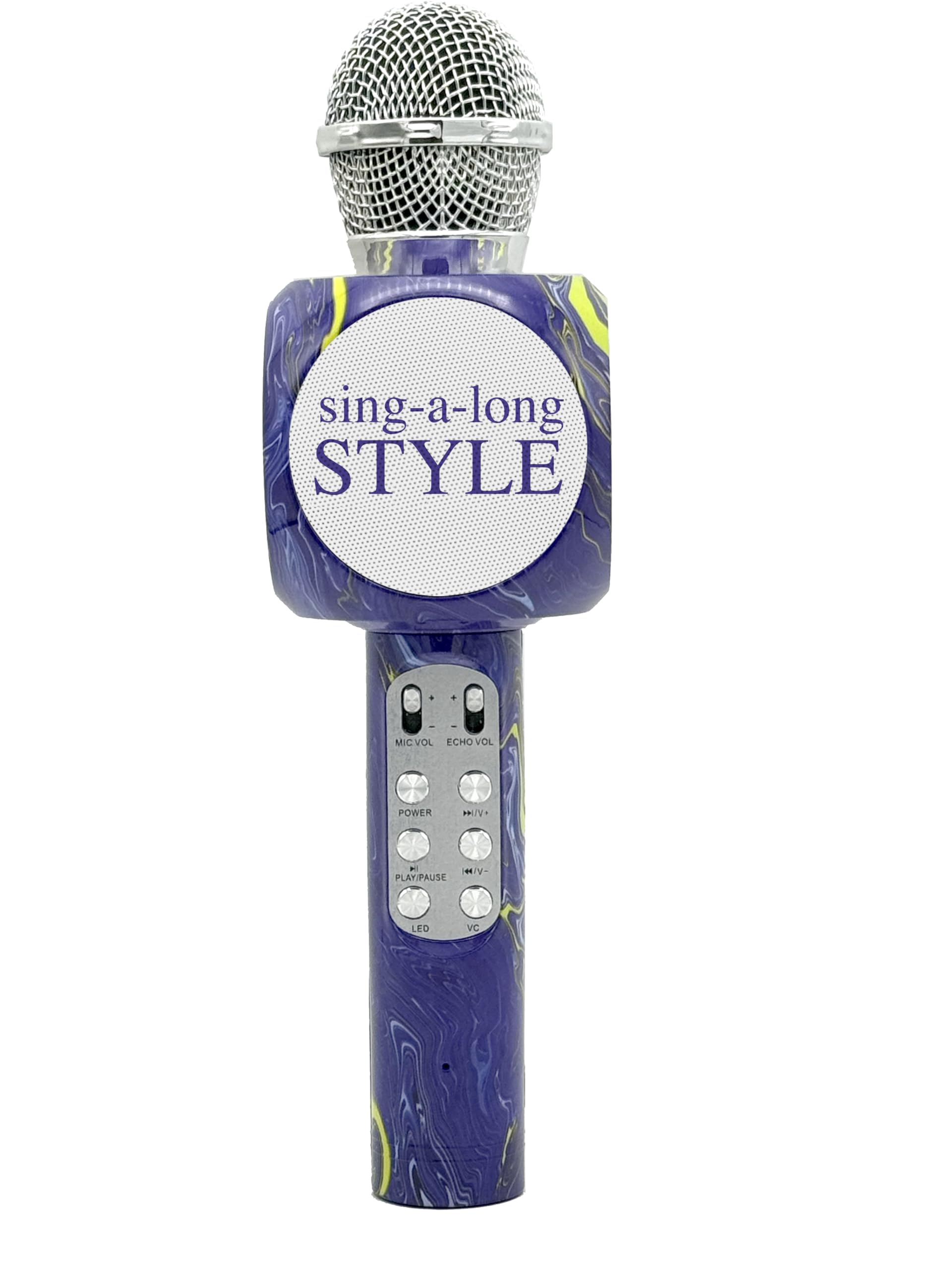 Wireless Express - Sing-Along Bling Bluetooth Karaoke Microphone And Bluetooth Stereo Speaker All-In-One (Swirl Purple)
