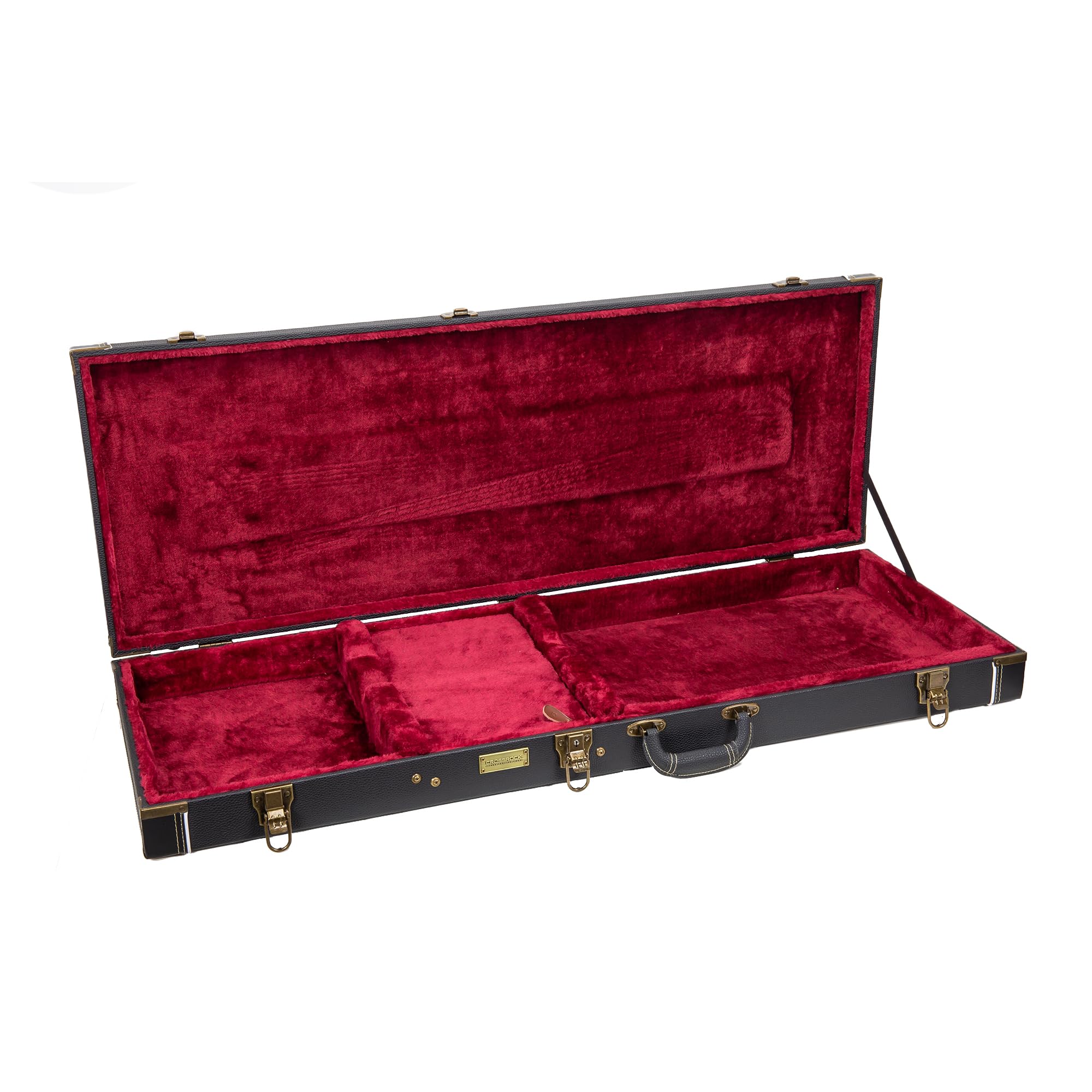 Crossrock Wooden Guitar Case -Fits Jazzmaster (Modern Style)/Jaguar Style Electric Guitars- Vintage Hardware, Sponge Lining, Met