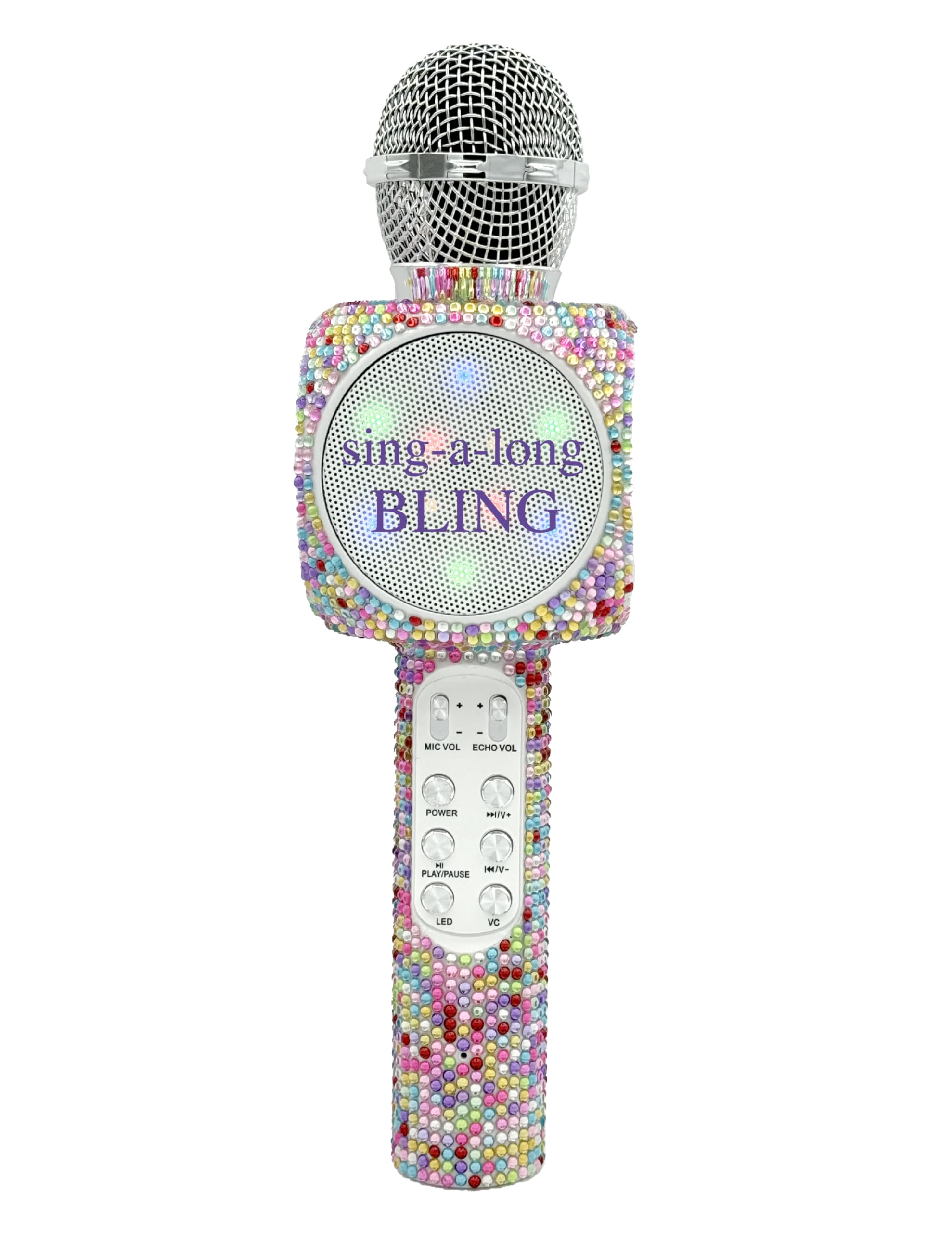 Wireless Express - Sing-Along Bling Bluetooth Karaoke Microphone and Bluetooth Stereo Speaker All-in-One (Confetti Bling)