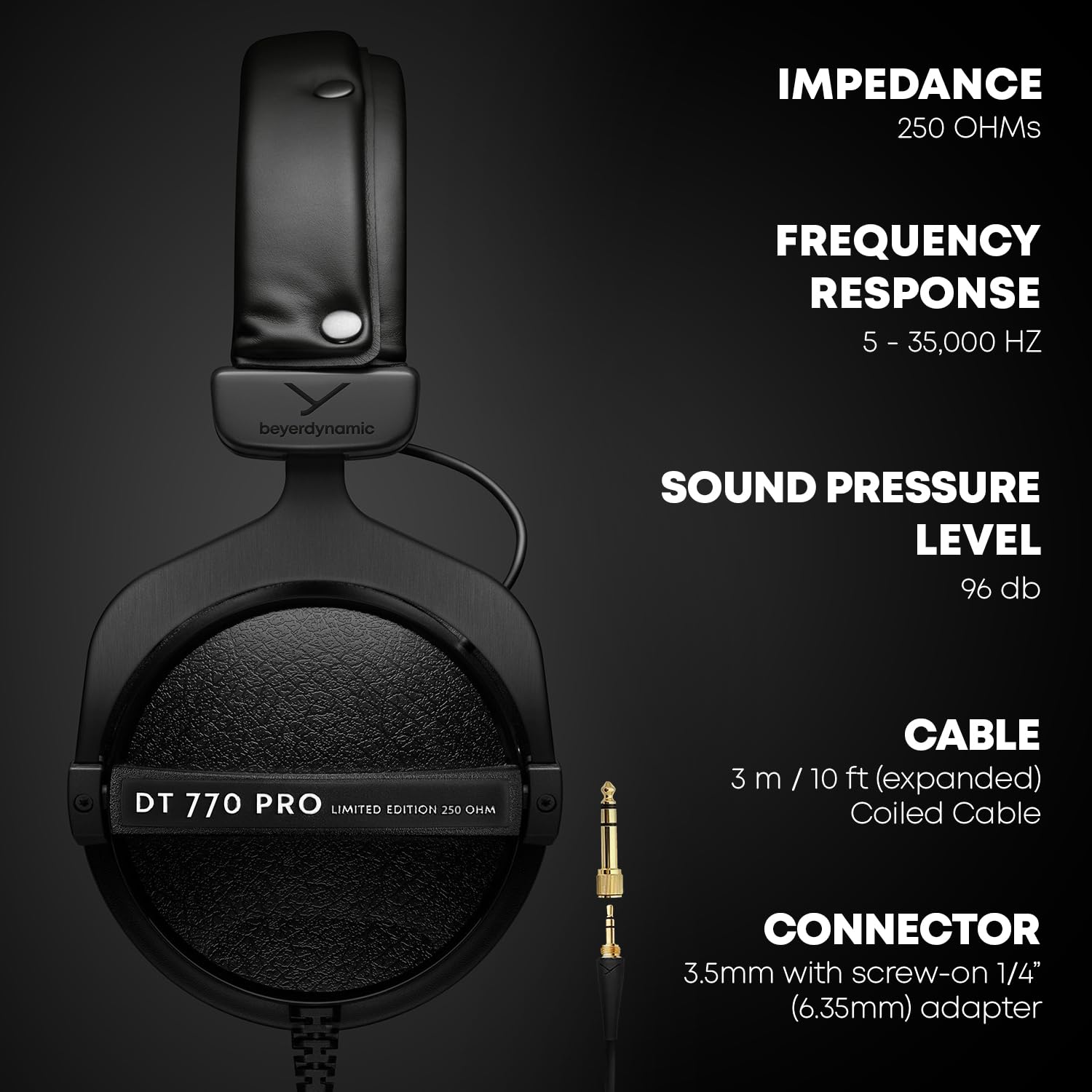 beyerdynamic DT 770 PRO - 250 OHM LE DT 770 Pro 250 ohm Professional Studio Headphones (Limited Black Edition)