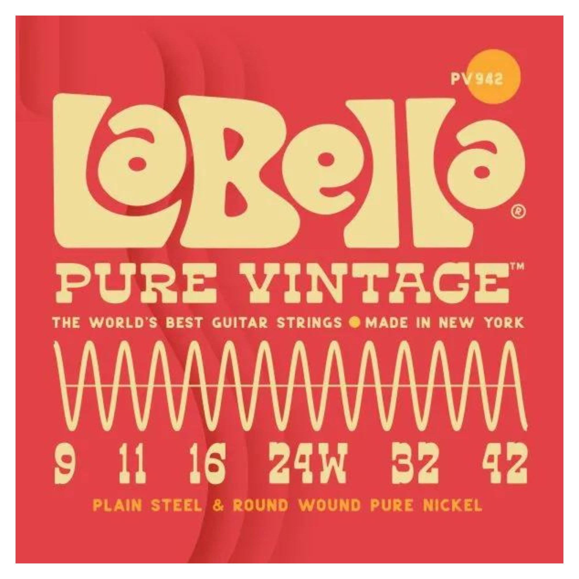 La Bella Pv942 Pure Vintage Electric Guitar Strings Light 9-42