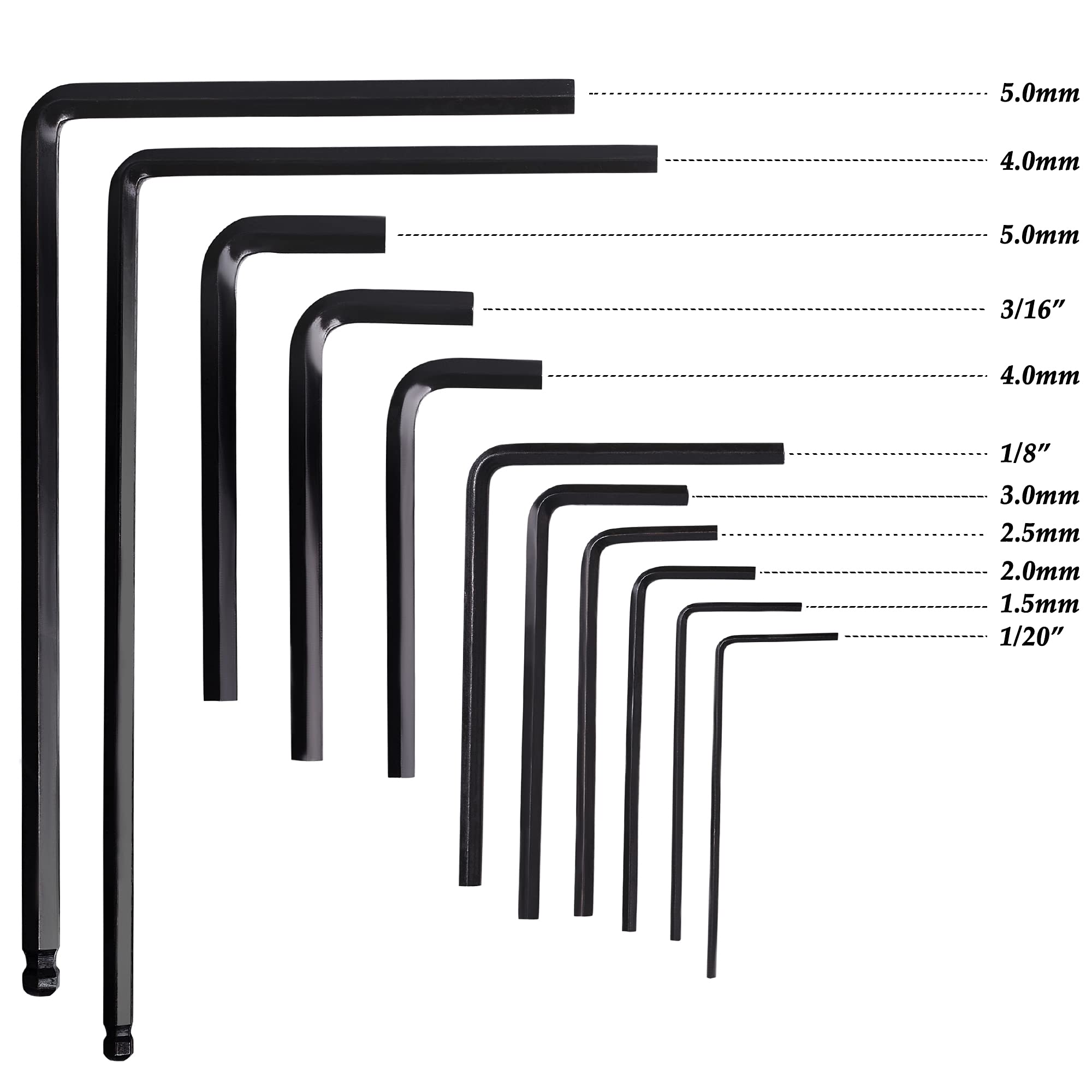 MIECOO 13PCS Guitar Truss Rod Allen Wrench Set, Includes 7mm & 8mm Truss Rod Hex Box Wrenches and 4mm & 5mm Ball End Truss Rod W