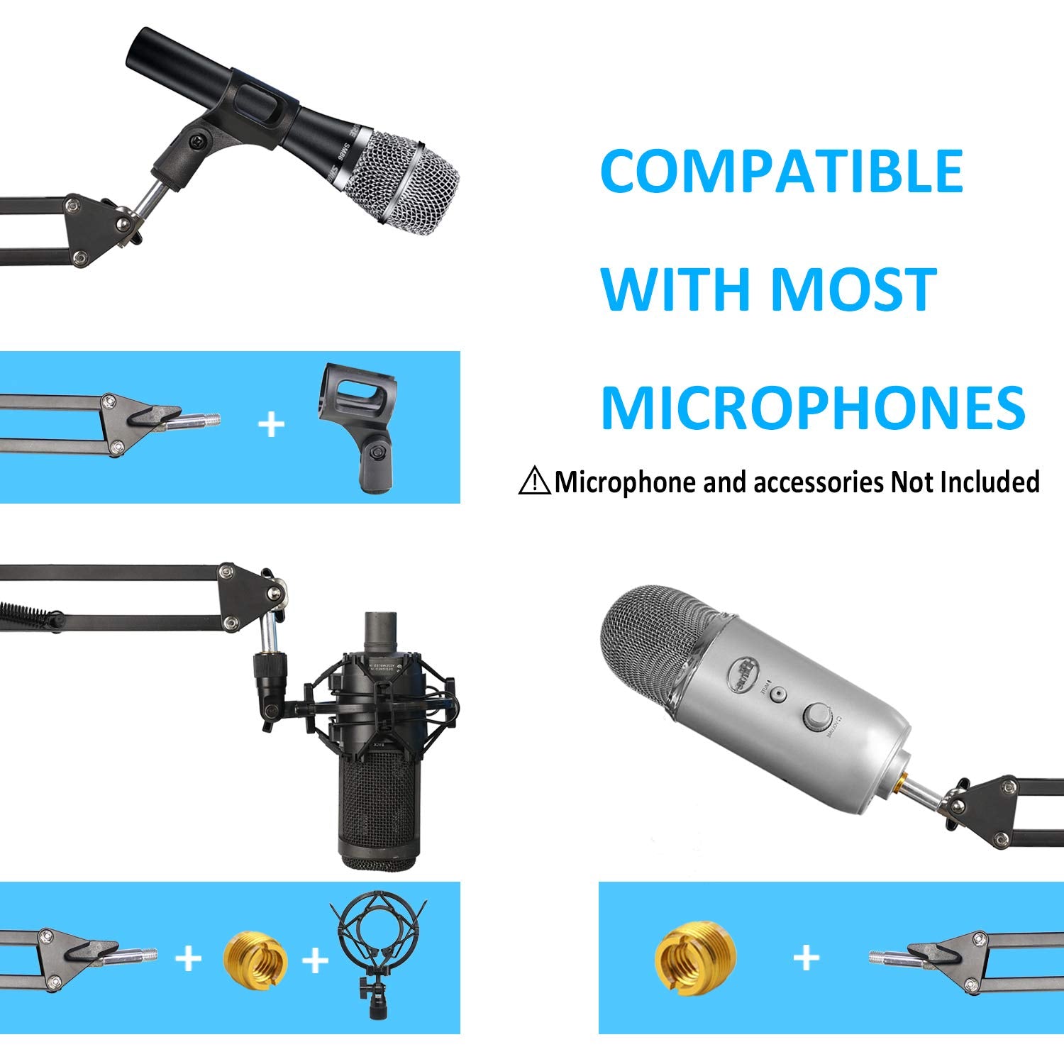 MXL 770 990 Microphone Stand with Pop Filter - Mic Suspension Boom Scissor Arm Stand with Foam Windscreen for MXL Mics 990 770 b