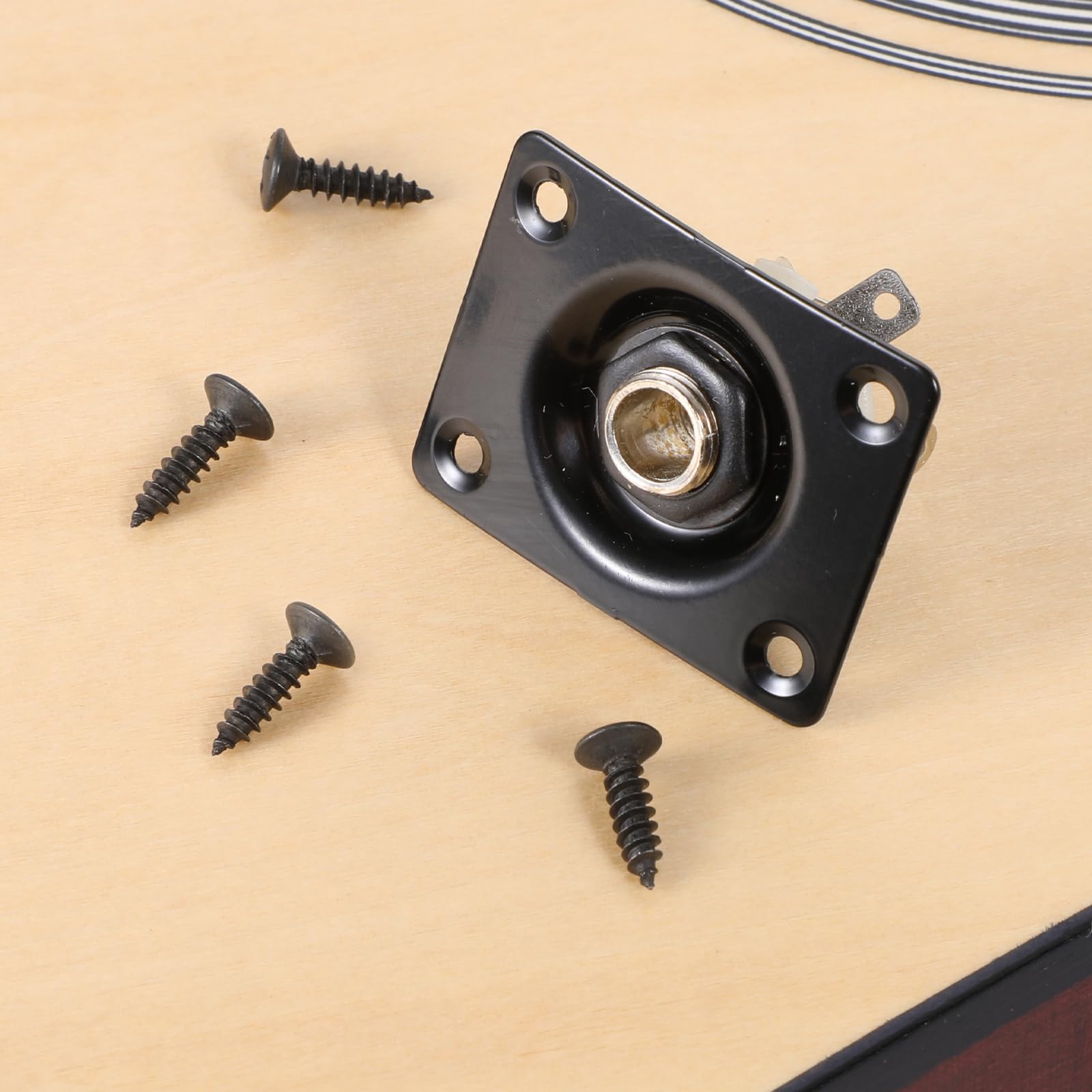 Square Metal 1/4 Inch Jack Plate, Guitar Input Jack for Electric Guitar Bass, Electric Guitar Parts, 1Pack