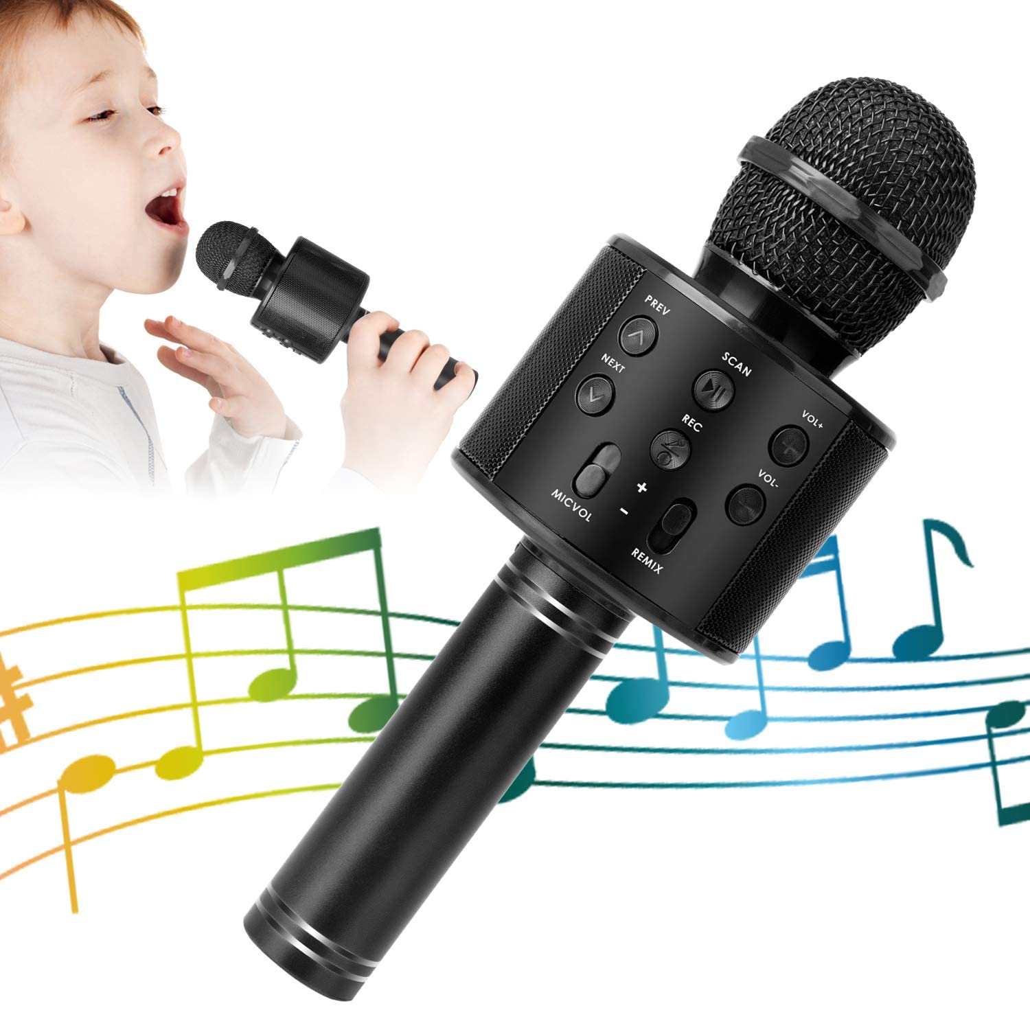 Kidwill Wireless Bluetooth Karaoke Microphone For Kids And Adults, 5-In-1 Portable Handheld Karaoke Mic Speaker Player Recorder