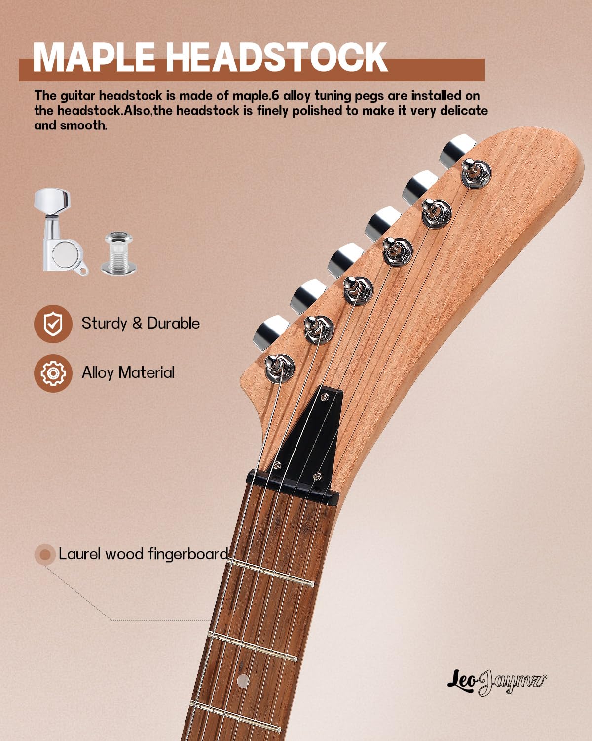 Leo Jaymz DIY Electric Guitar Kits - Mahogany Body, Mahogany Neck and Laurel Wood Fingerboard - Fully Components Included (AX)