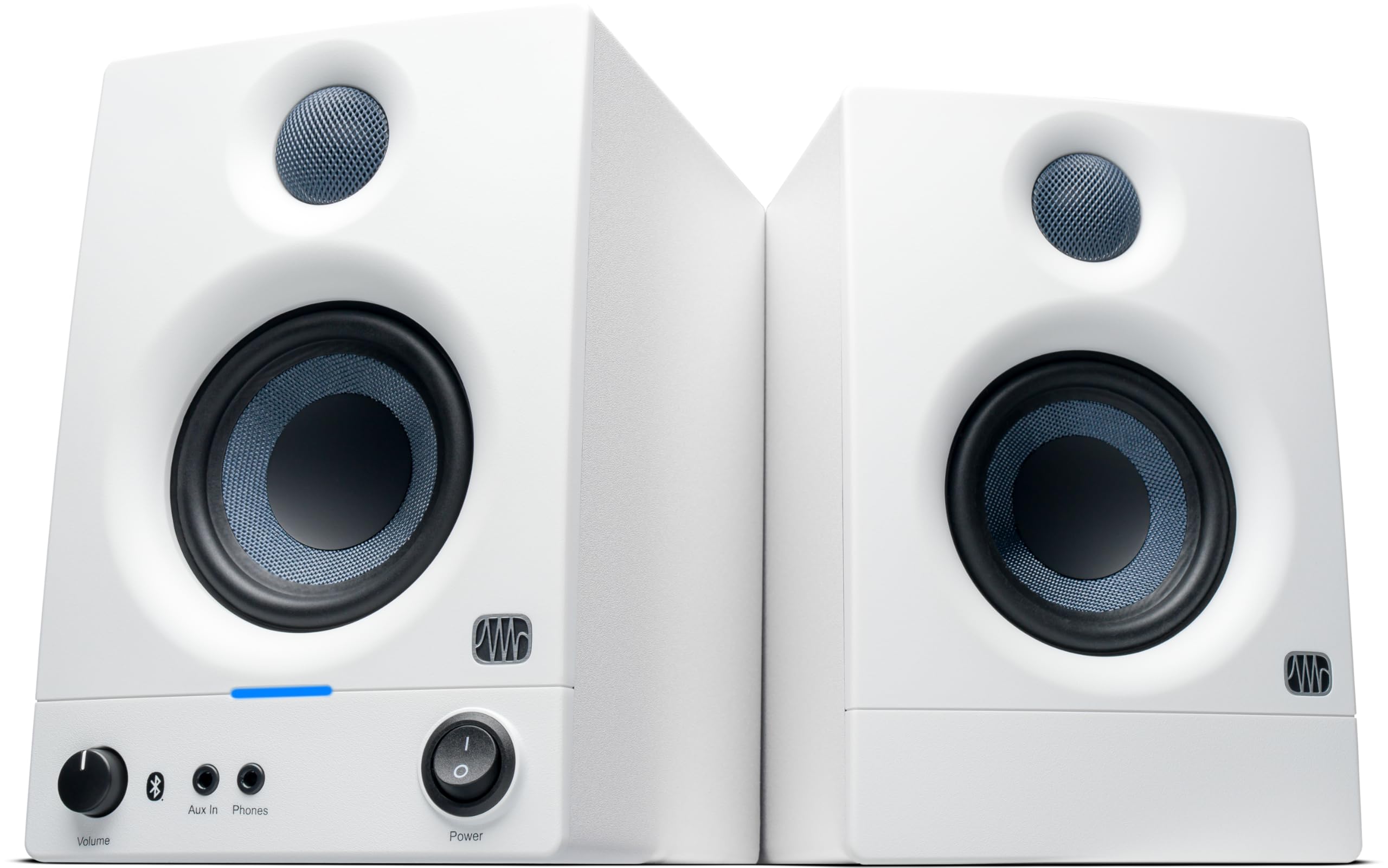 PreSonus Eris 3.5BT Bluetooth Studio Monitors (White), Pair - Powered, Active Monitor Speakers for Desktop, Turntable, Record Pl