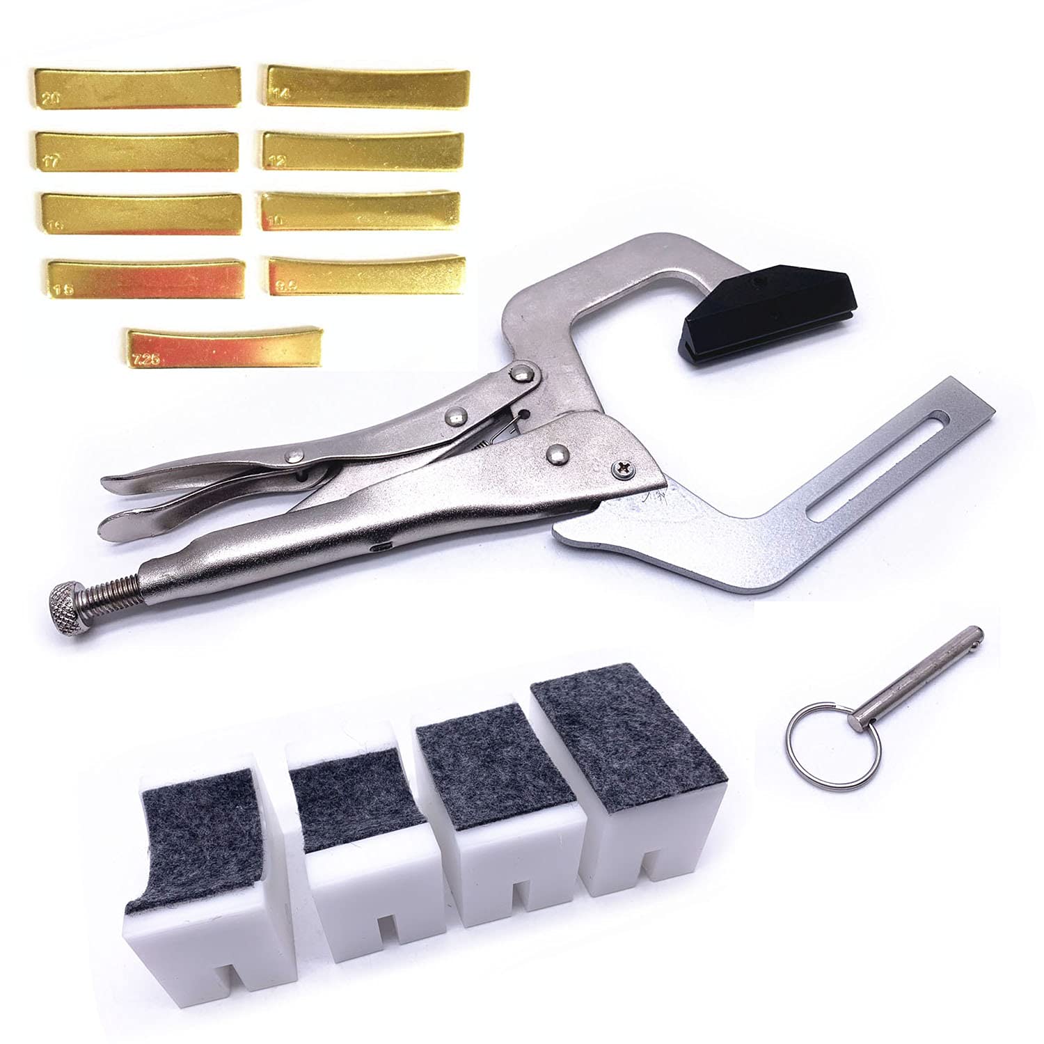 Jiayouy Handheld Fret Pressing Tool Luthier Fretting Tool With 4 Padded Pvc Support Cauls + 9Pcs Brass 7.25/9.5/10/12/14/15/16/1