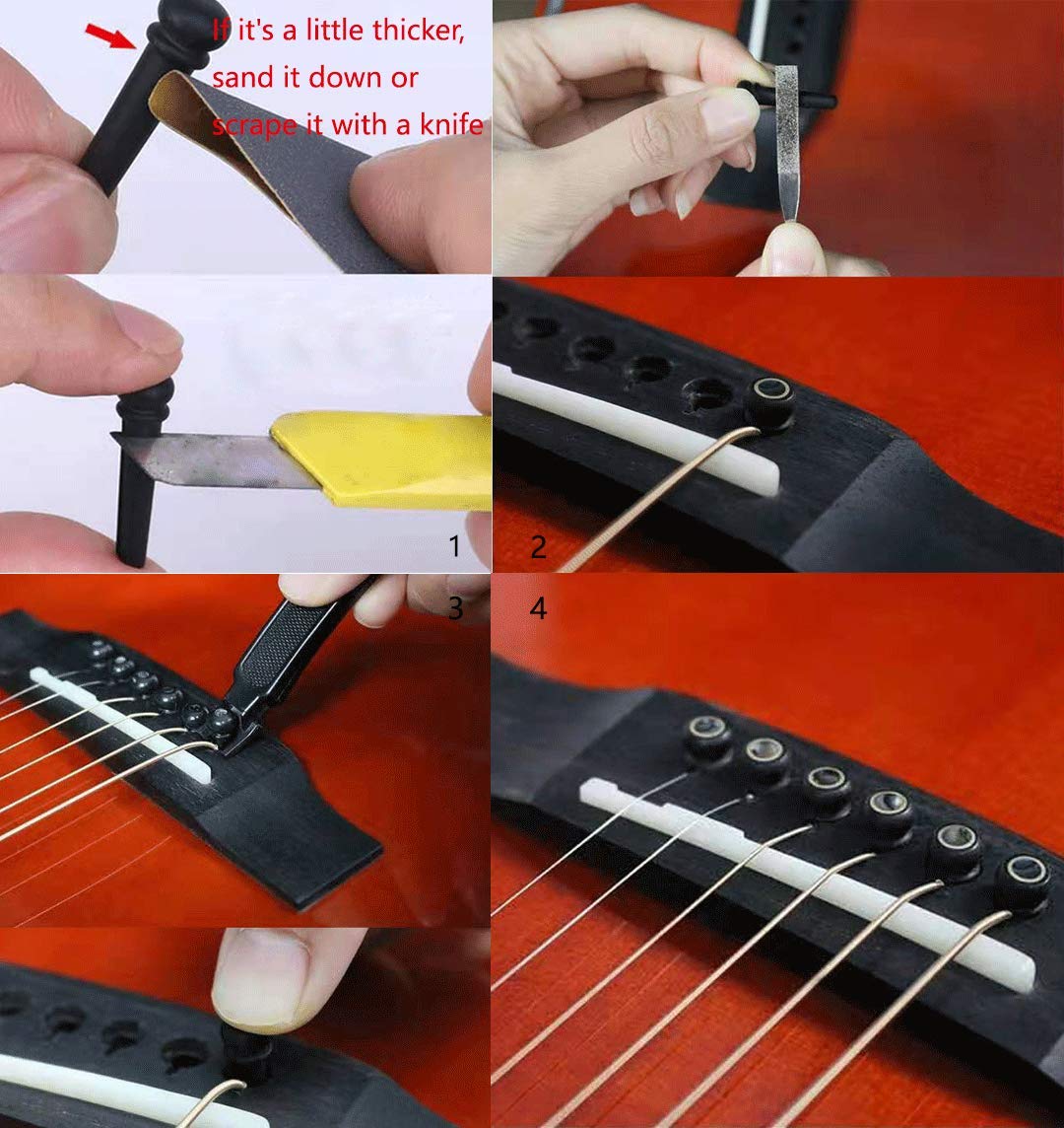 Ubrand AYUBOUSA 6pcs Ebony Guitar Pins Inlaid 2mm Abalone Dot Acoustic Guitar Replacement Parts