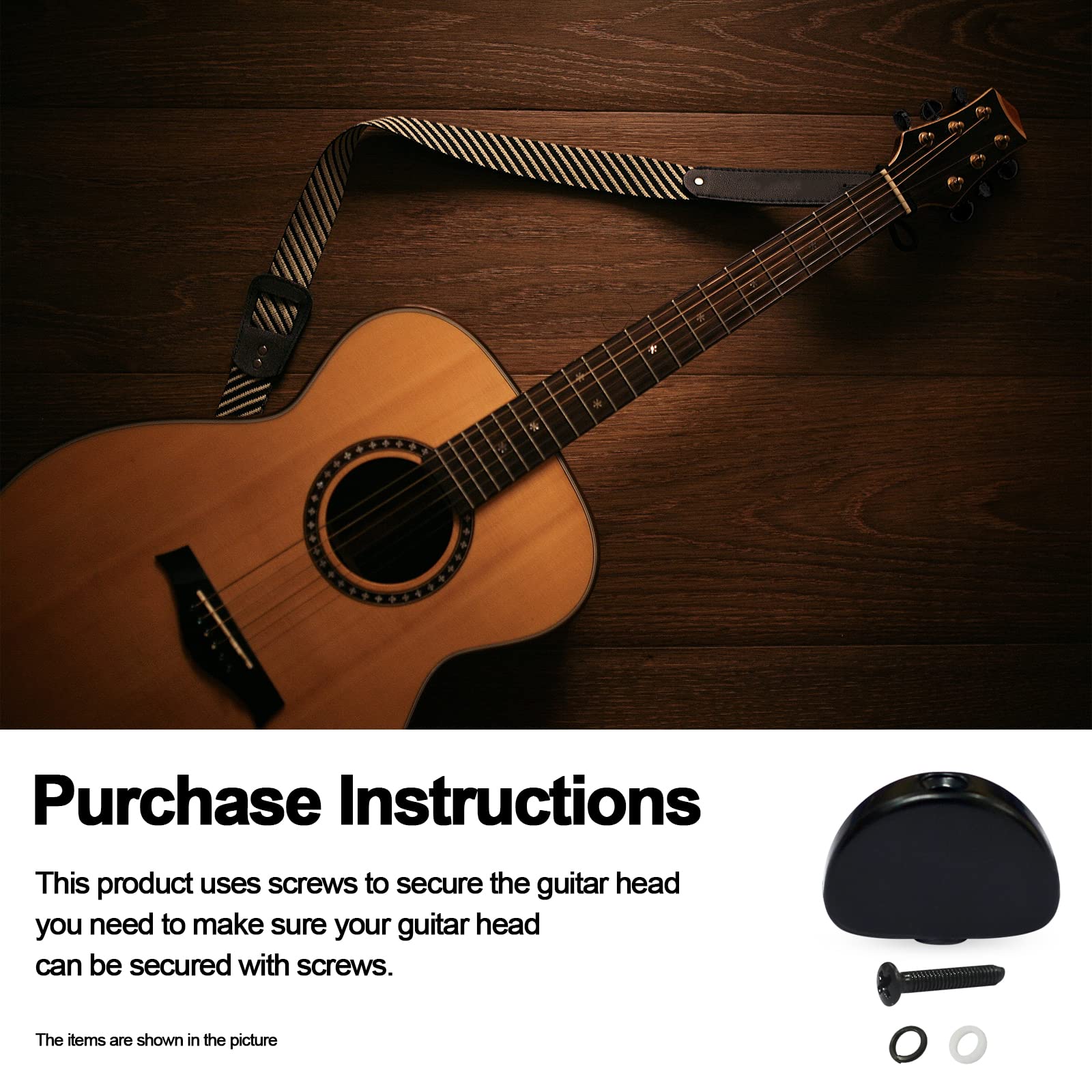 MAXCHEER 6PCS Metal Big Semicircle Guitar Tuning Pegs Tuners Machine Heads replacement Buttons knobs Handle (Black)