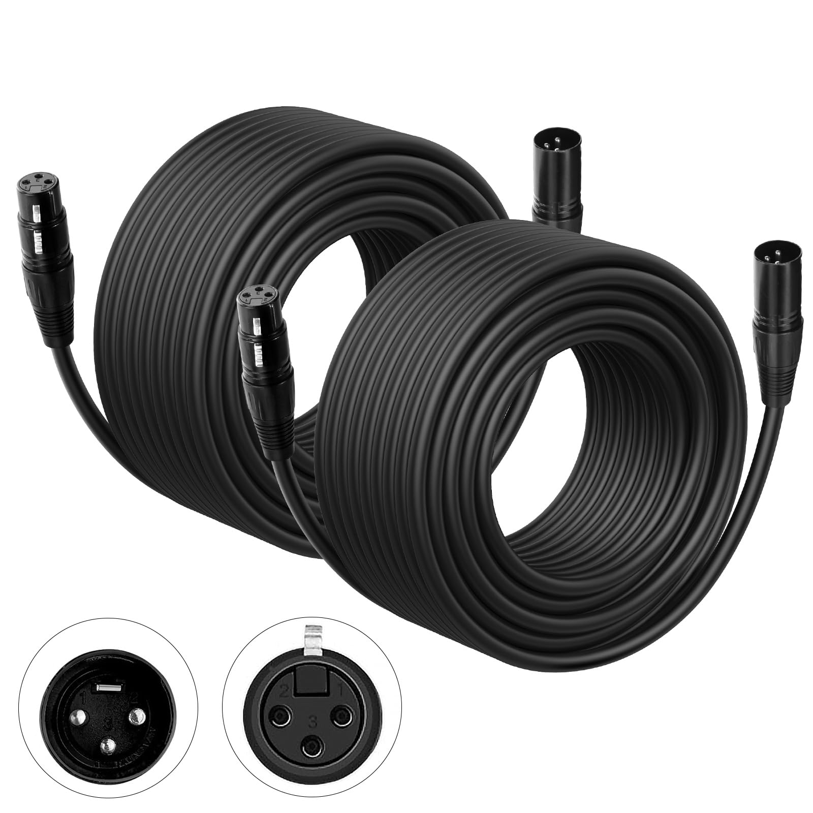 Czgor DMX Cable 100 ft, 2 Pack Flexible 3 Pin Signal XLR Male to Female DMX Cable Wire, Suitable for Stage Lighting Signal DMX51