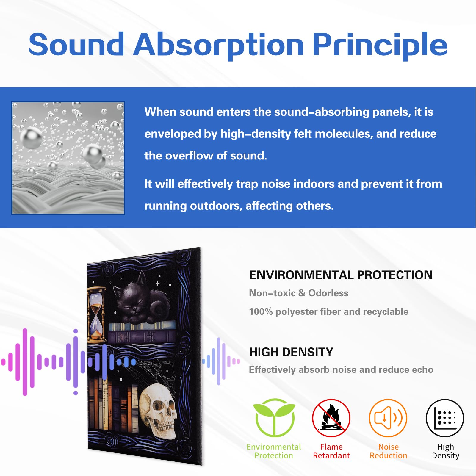 Tutmyrea 8 Pcs Art Acoustic Wall Panels, 48''X32'' High-Density Sound Absorbing Panel, Self-adhesive Soundproof Wall Panels, Aco