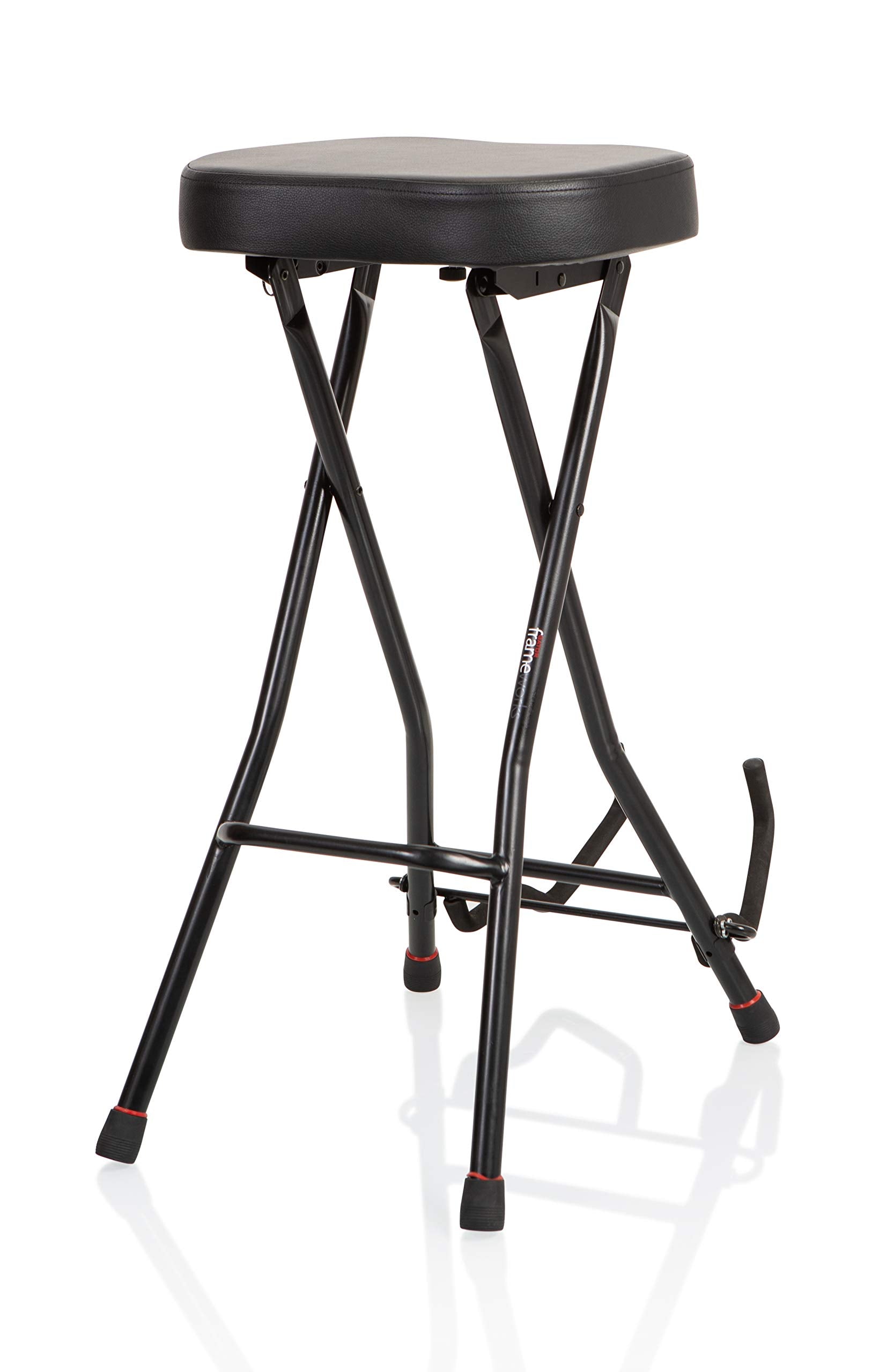Gator Frameworks Foldable Guitar Stool With Padded Seat And Rear Mounted Guitar Hanger; (Gfw-Gtrstool)
