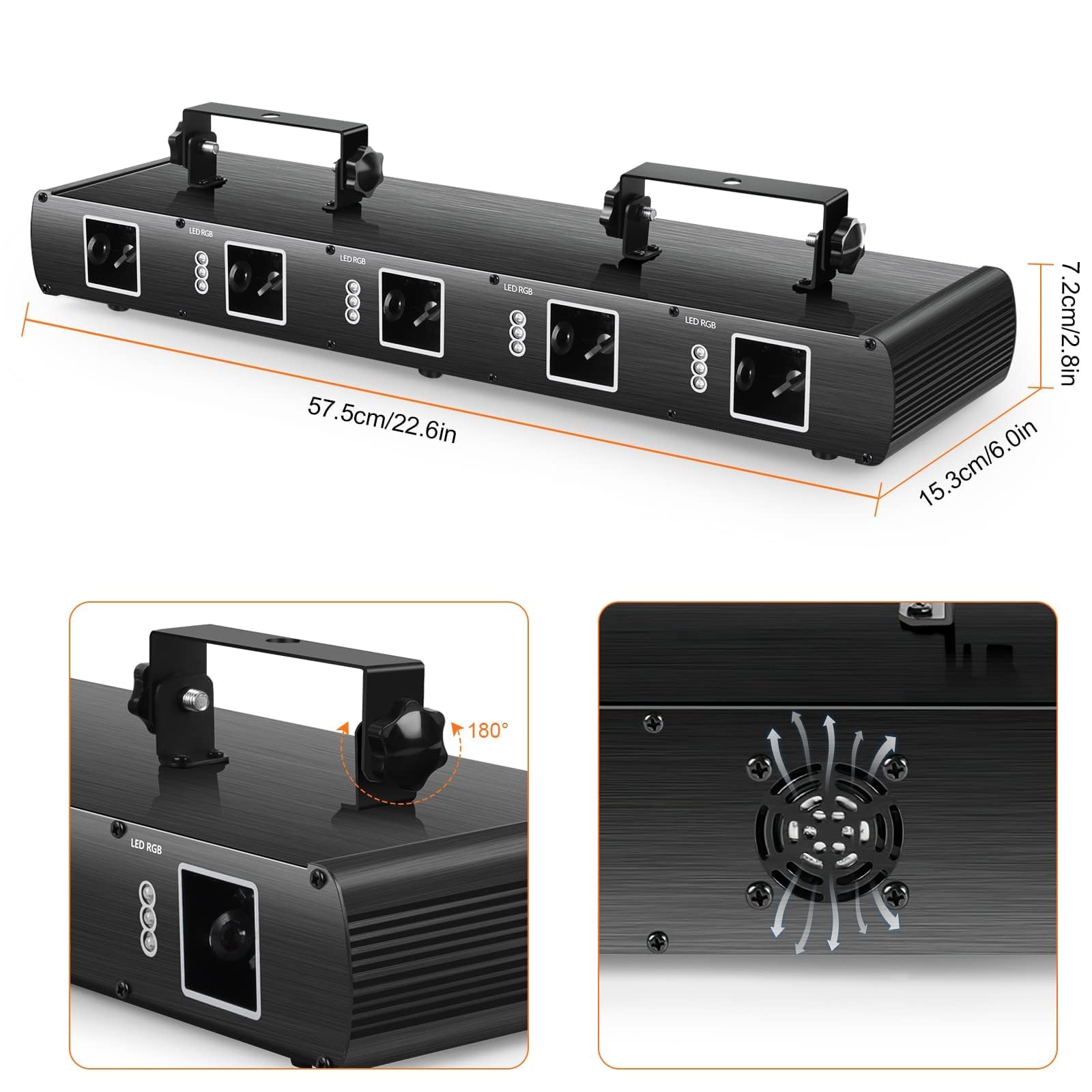 UKing Stage Laser Light DJ Light, 5 Beam Effect Sound Activated DJ Party Lights RGBYC LED Projector Party Lights Music Lights w