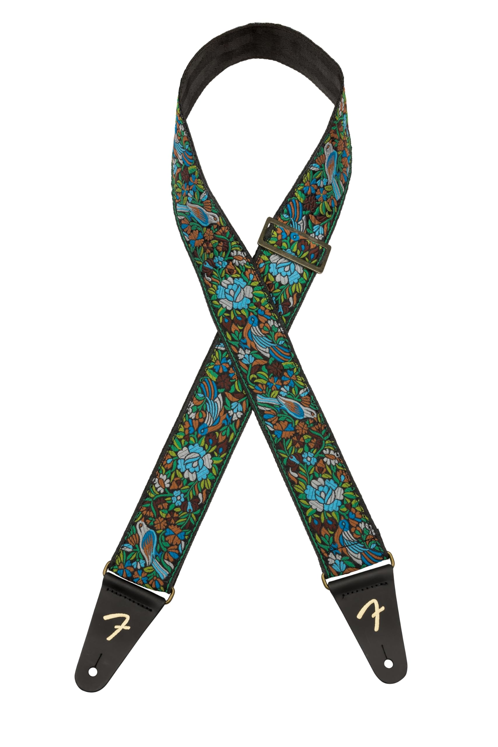 Fender Mosaic Jacquard Guitar Strap, Adjustable From 31.5-55'', Leather Ends, Green