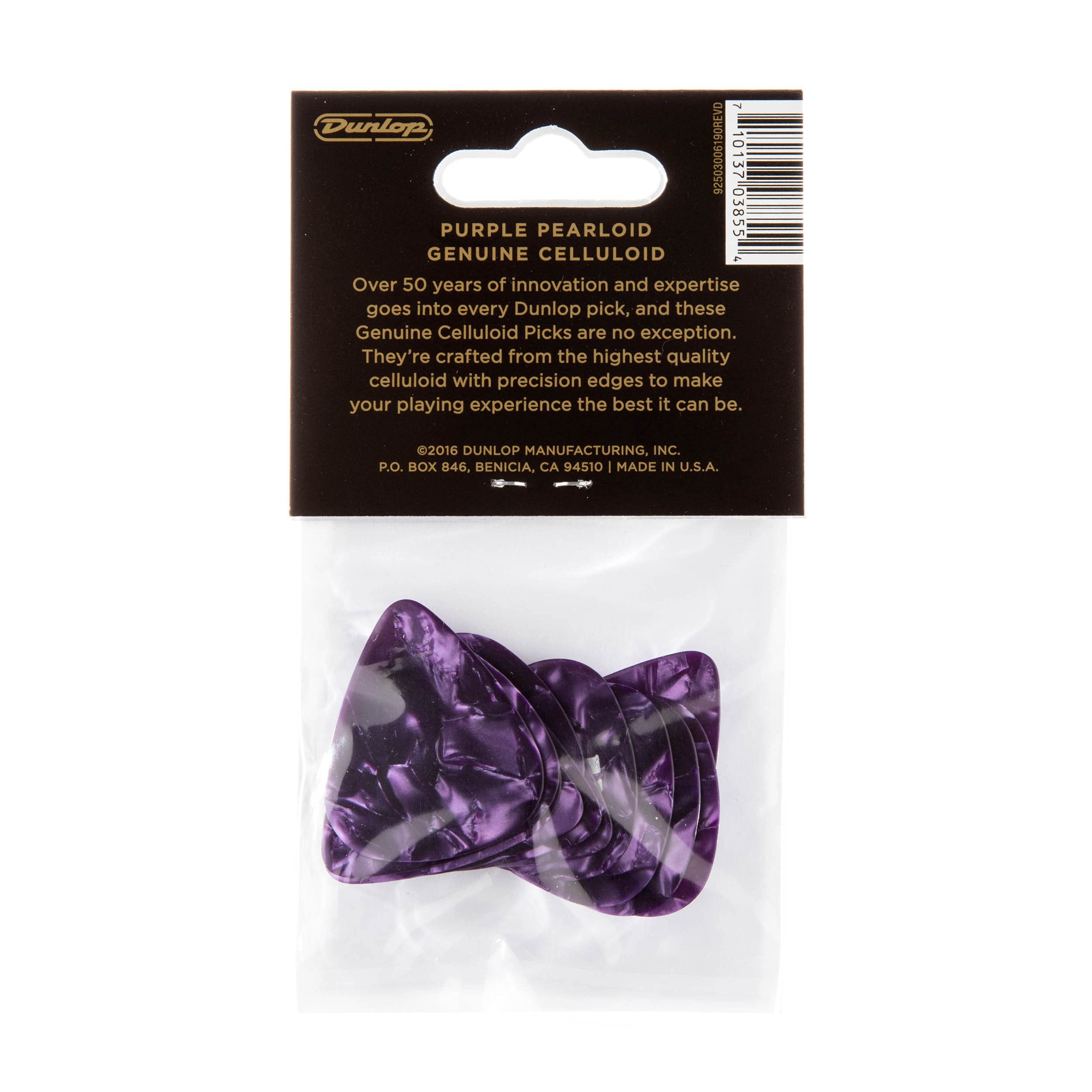 JIM DUNLOP 483P13MD Genuine Celluloid, Purple Pearloid, Medium, 12/Player's Pack