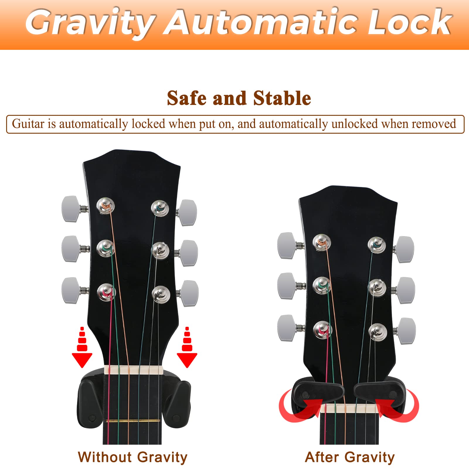 EASTROCK Slatwall Guitar Wall Hanger, Guitar Wall Mount Locking, Guitar Display Hanger Wall Hook Holder, Slot Plate Guitar Wall