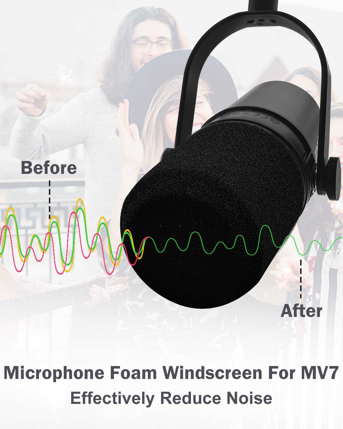 Boseen Microphone Boom Arm Stand with Pop Filter for Shure MV7, Heavy Duty Adjustable Suspension Boom Scissor Mic Stand with Mic