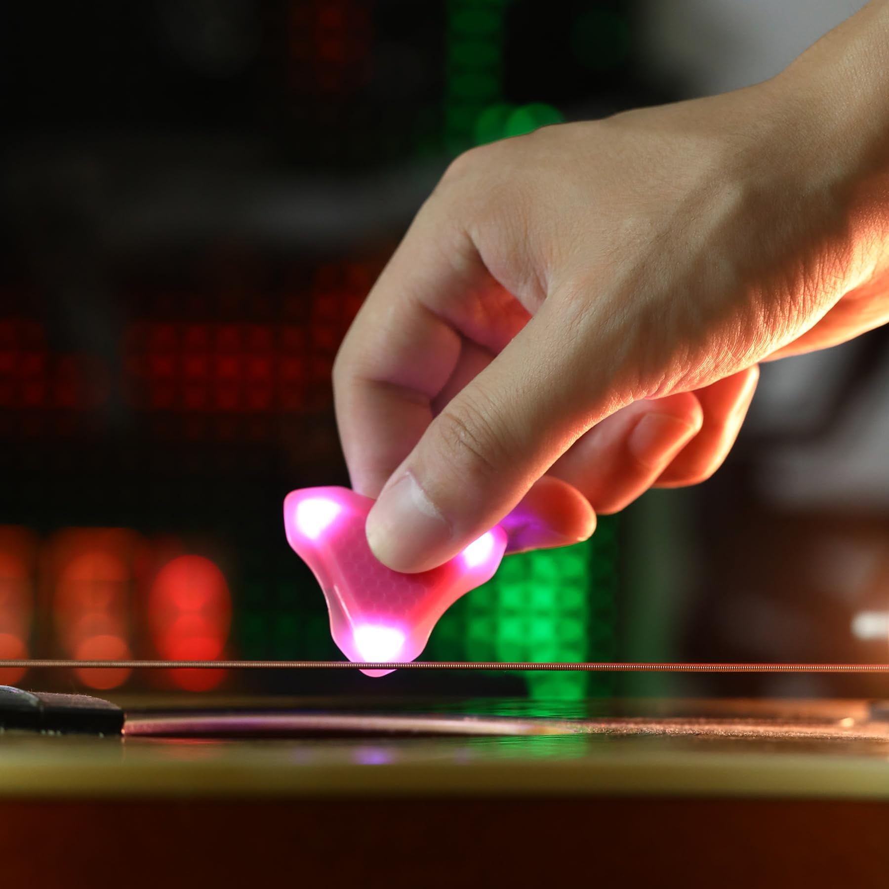 Auto Glowing LED Guitar Pick, Non-slip honeycomb touch, 3 Thickness Options for Electric Guitar,Bass Guitar Picks,White Light, X