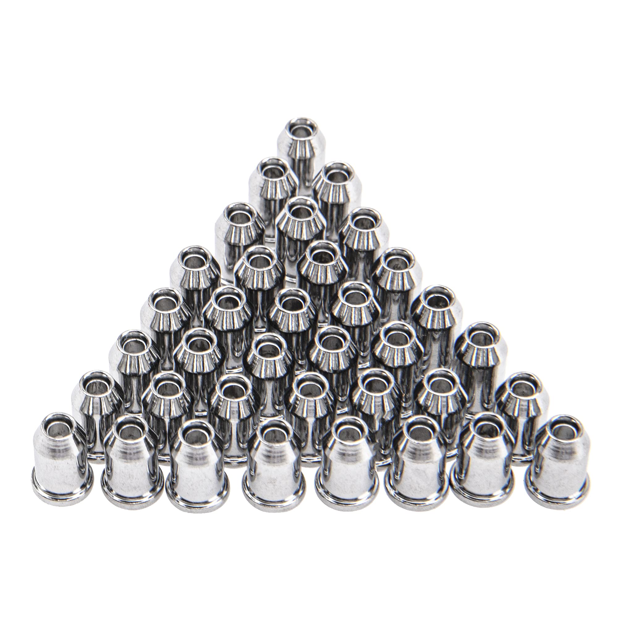 36Pcs Yootones Metal Guitar Ferrules Through-Body String Mounting Ferrules Compatible With Guitar Replacement (Silver)