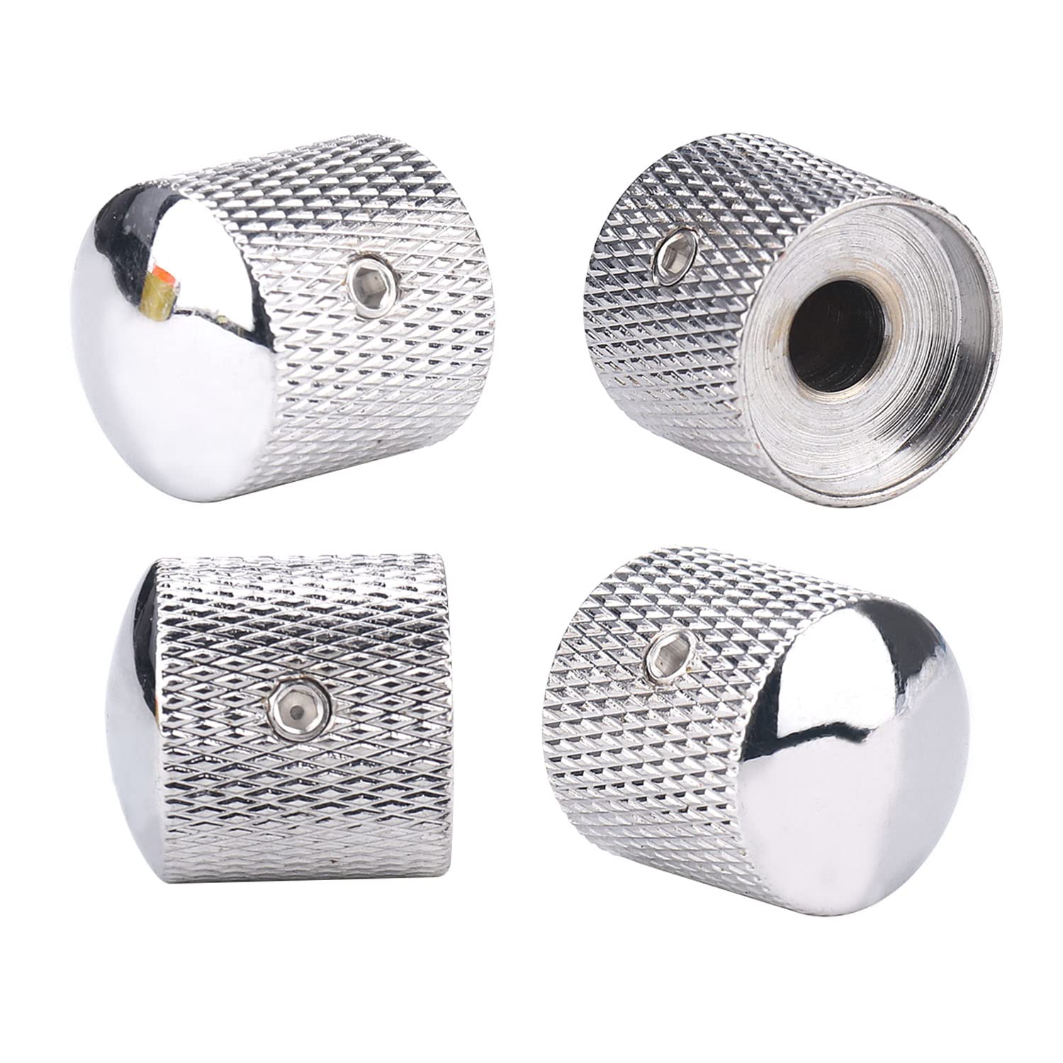 XIYANGJUAN 4Pcs Metal Guitar Knobs Chrome Volume Tone Control Knobs Silver Dome Knobs with with Allen Keys for Fender Telecaster