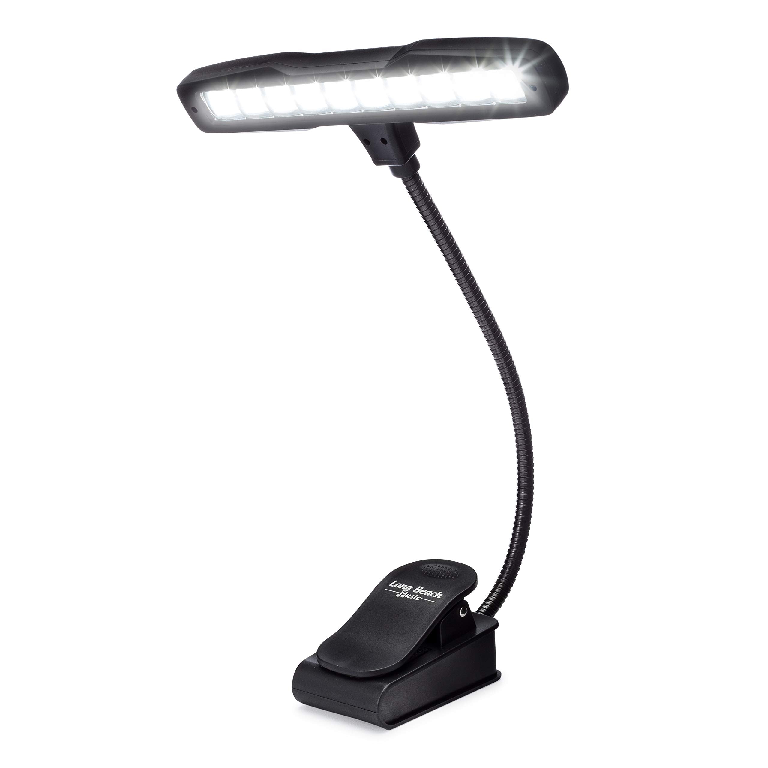 Rechargeable Clip-on Music Stand Orchestra Light- 10 Bright LEDs- Includes USB Cord, Wall Plug, and Carrying Bag- Also for Readi