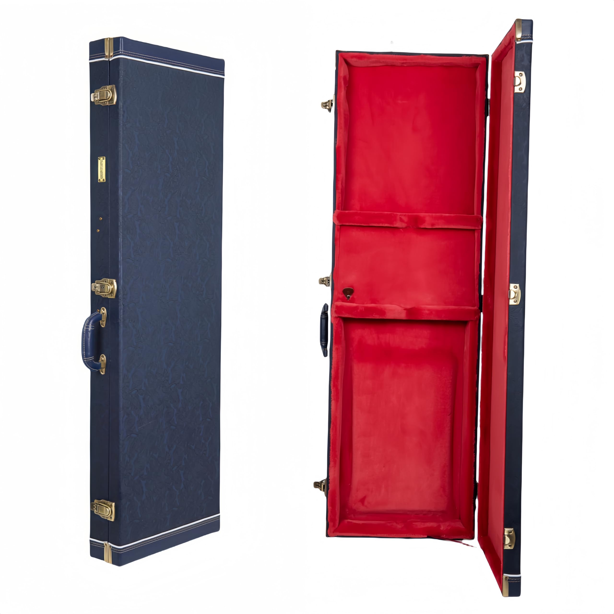 Crossrock Relief Series Bass Guitar Case For Fender Precision & Jazz | Carved Ocean Blue Finish, Deep Scarlett Velvet Interior,