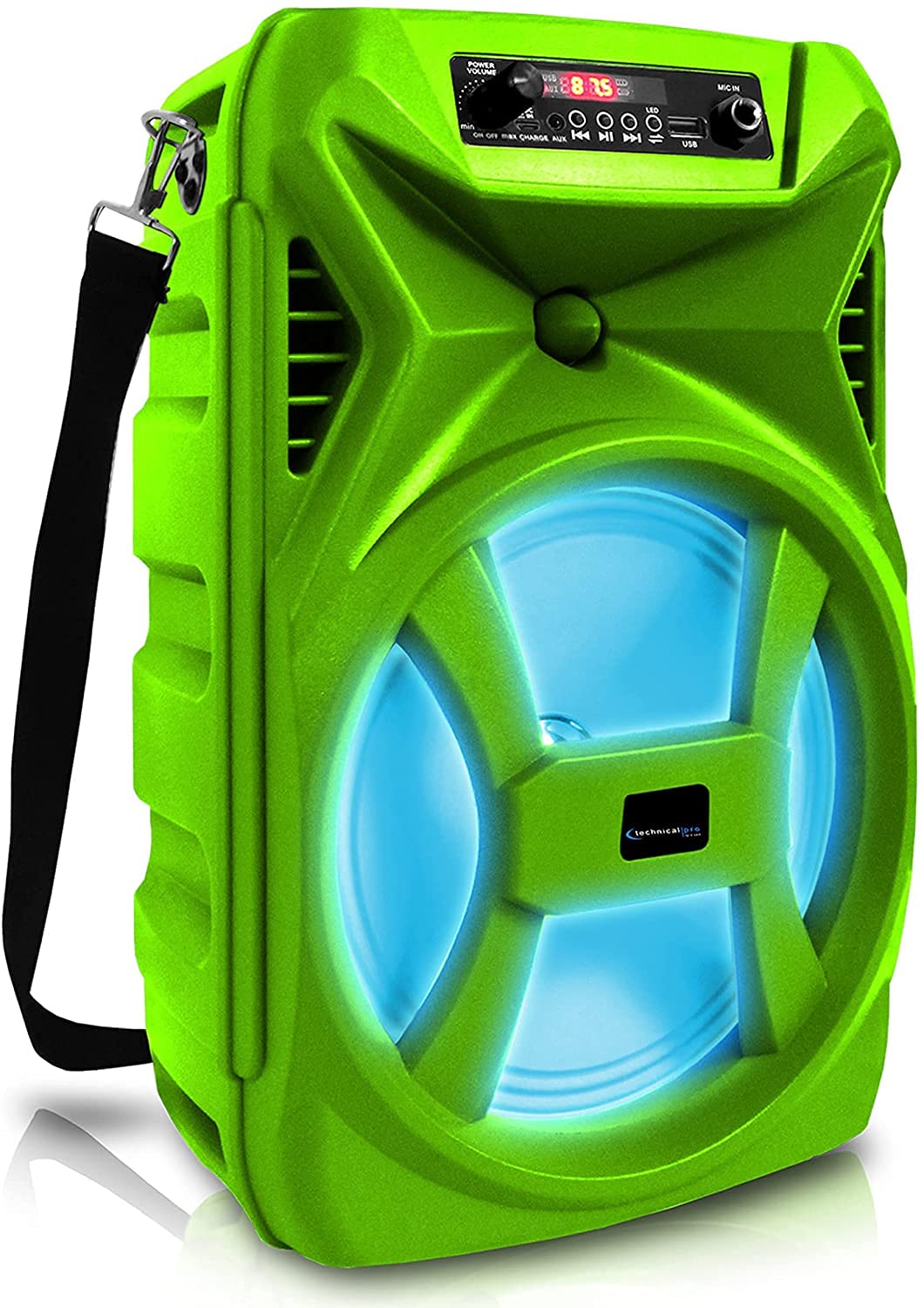 Technical Pro 500 Watts Portable 8'' Bluetooth Speaker w/Woofer & Tweeter w/Digital Processing Wired Mic, XLR to 1/4'', Karaoke