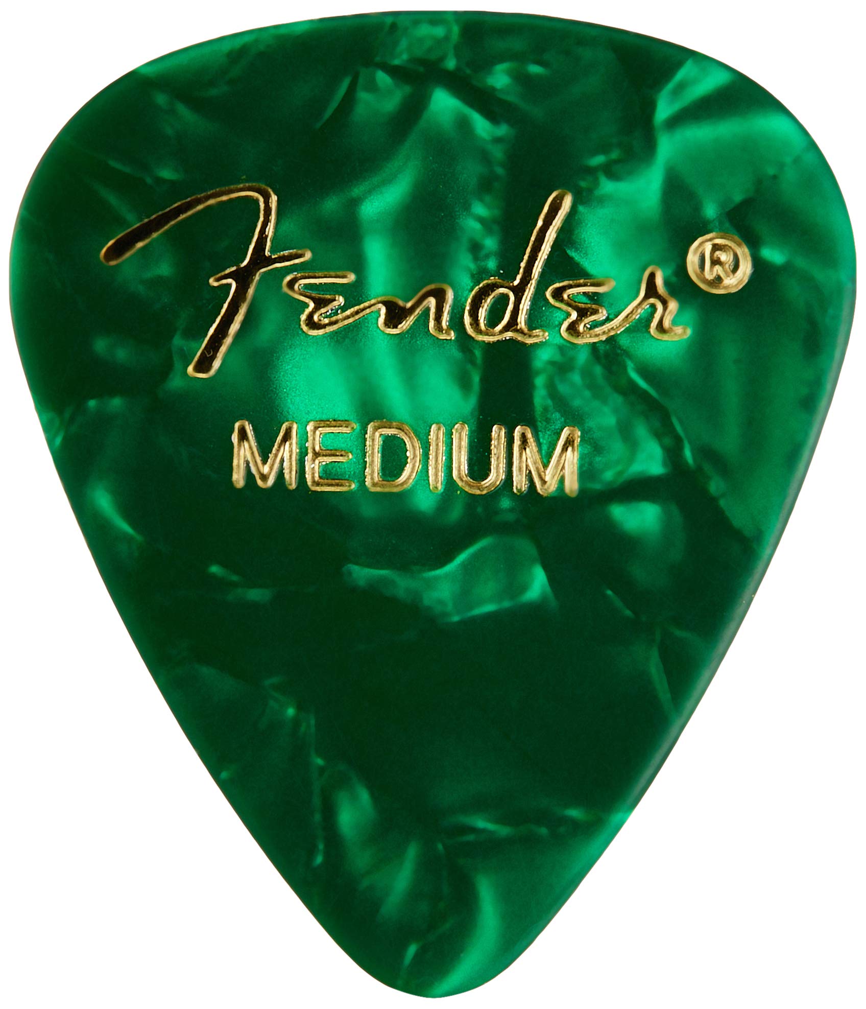 Fender Premium Celluloid Guitar Picks 351 Shape, Guitar Accessories, Green Moto, Medium, 12-Pack