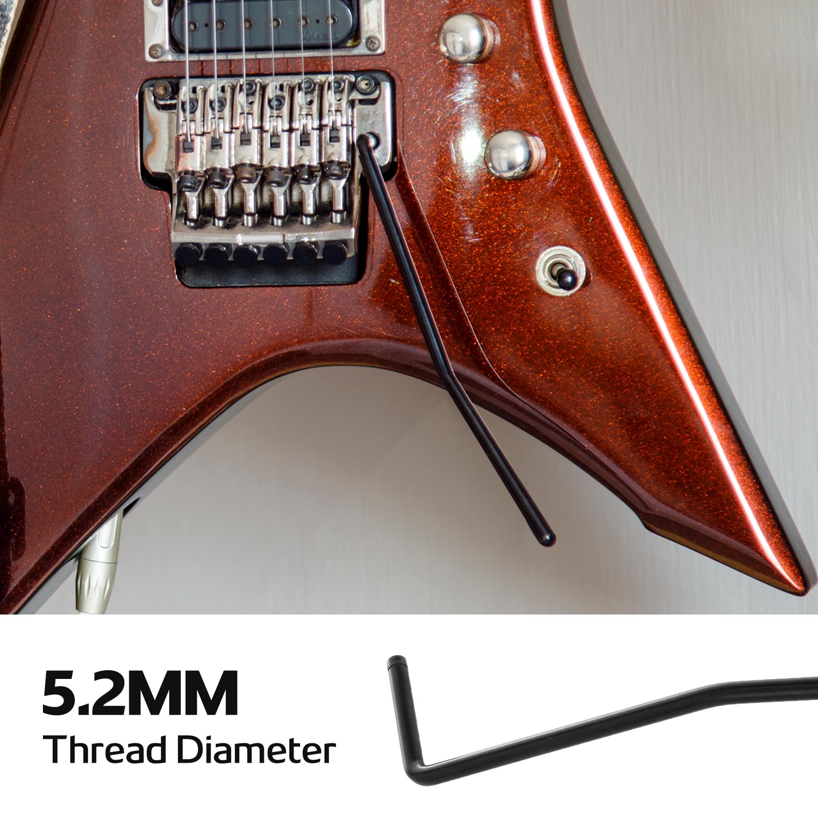 gazechimp 5.2mm Tremolo System Parts, Whammy Guitar Bar, Push-in Style Stainless Steel Tremolo Arm for Electric Guitar Replaceme