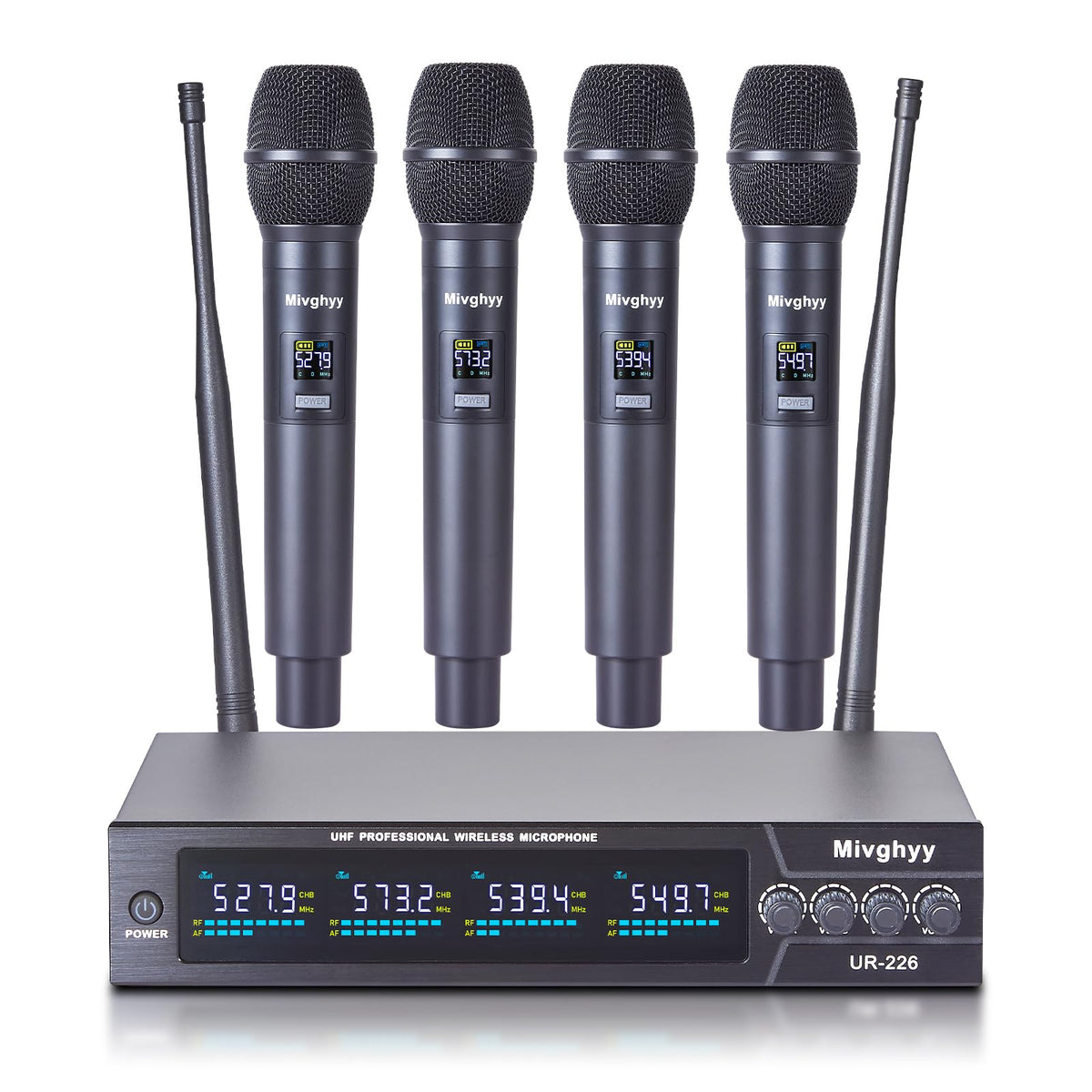 Wireless Microphones System With 4 X 50 Channels Cordless Handheld Microfono Inalambrico, 164Ft Uhf Range, Mics With Stable Sign