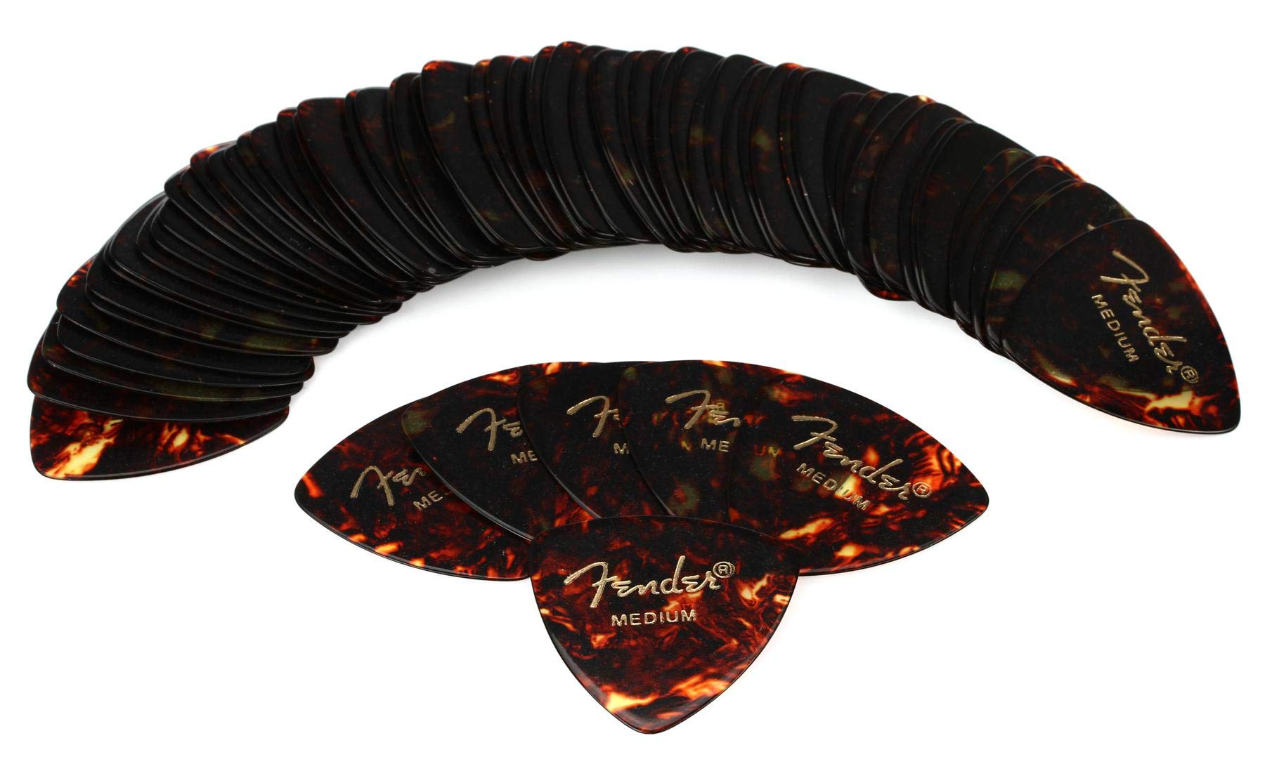 Fender Classic Celluloid Guitar Picks 346 Shape, Tortoise Shell, Medium, 72-Pack