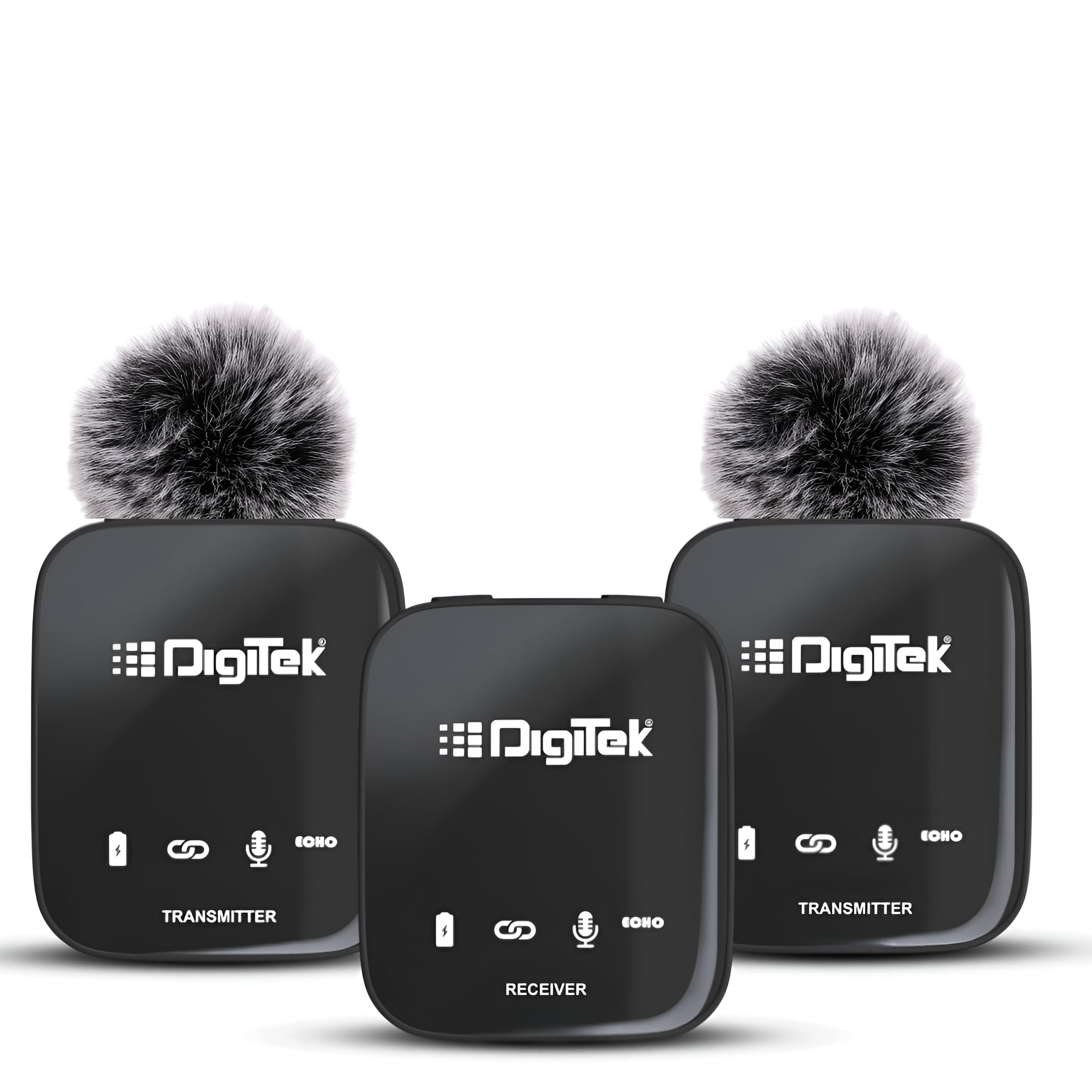 Digitek DWM 101 Wireless Microphone System with ANC Noise Reduction, 360 Sound Capture, Upto 12 Hrs Working Time, for DSLR Camer
