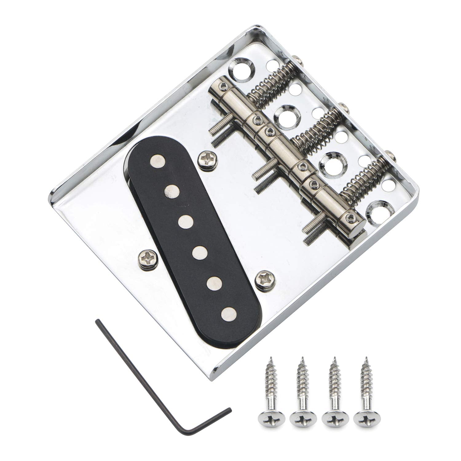 Unxuey Electric Guitar Bridge Plate 3 Saddles Tele Bridge with Pickup Vintage Style for Fender Telecaster Guitar Replacement Par