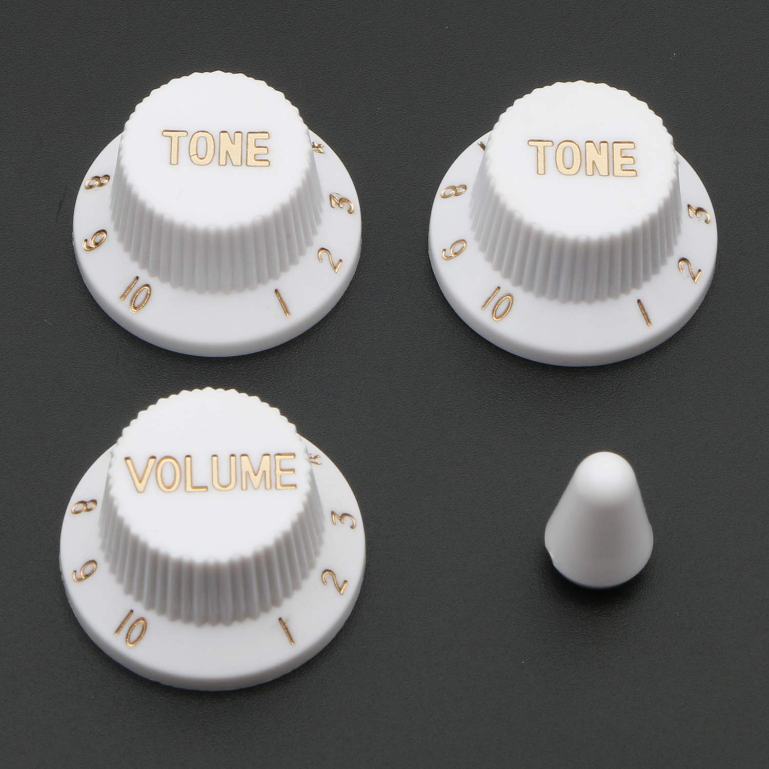 Swhmc Guitar Pickup Cover 6 Hole Single Coil Switch Tip Holder 2 Tone 1 Volume Knobs Set Strat Guitar White