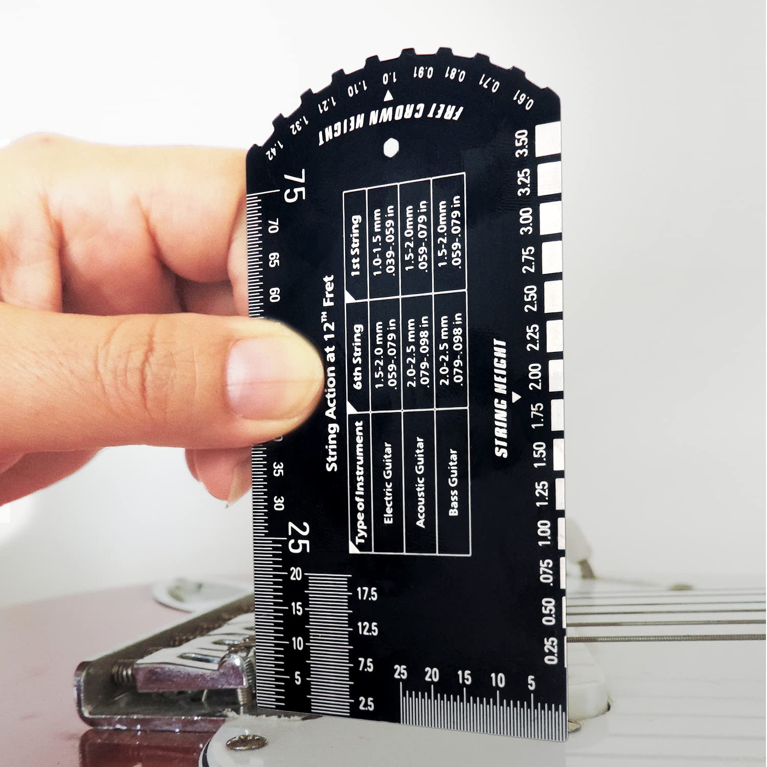 NEW Guitar Ruler String Action Ruler Gauge Tool, Fret Rocker Luthier Tool Guitarist Gift, Guitar Set Up Tool Kit for Electric Ba