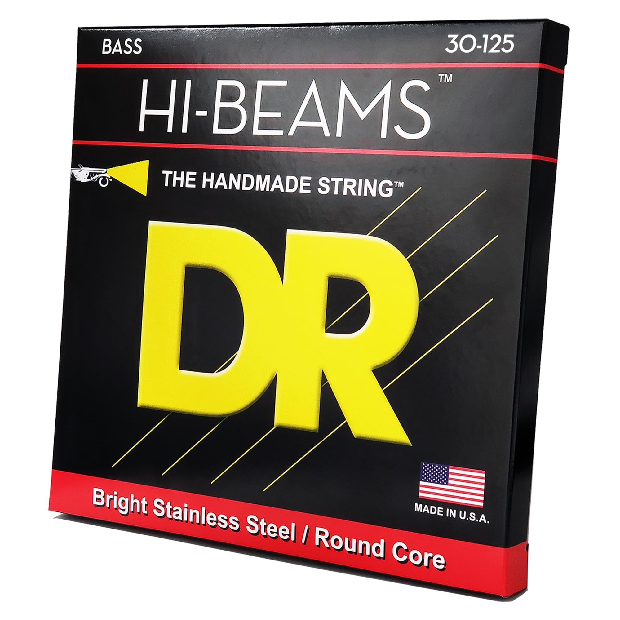 Dr Strings Hi-Beams - Stainless Steel 6-String Bass Guitar Strings, 30-125, Round Core
