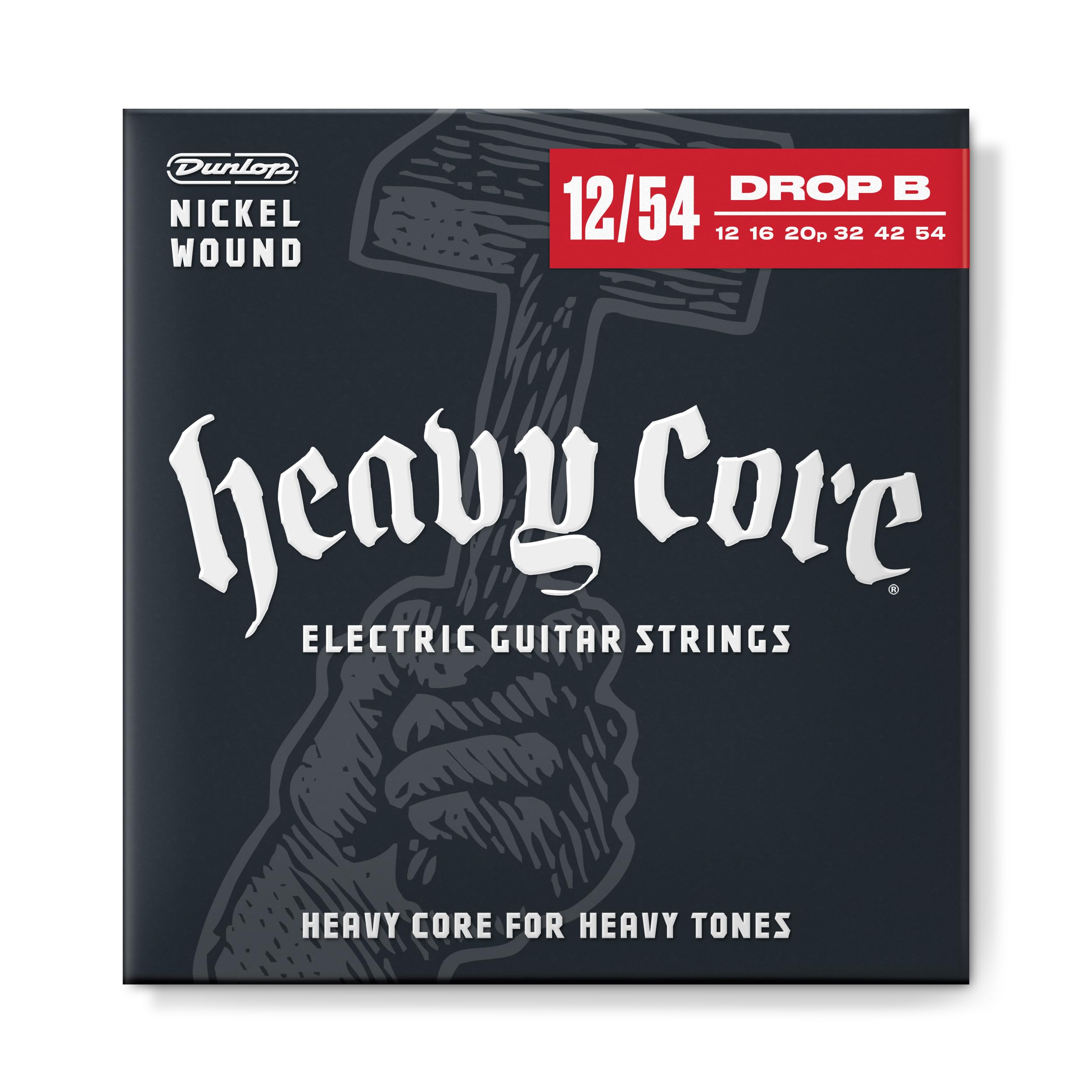 Dunlop Dhcn1254 Heavy Core Nickel Wound Guitar Strings, Heaviest, .012-.054, 6 Strings/Set