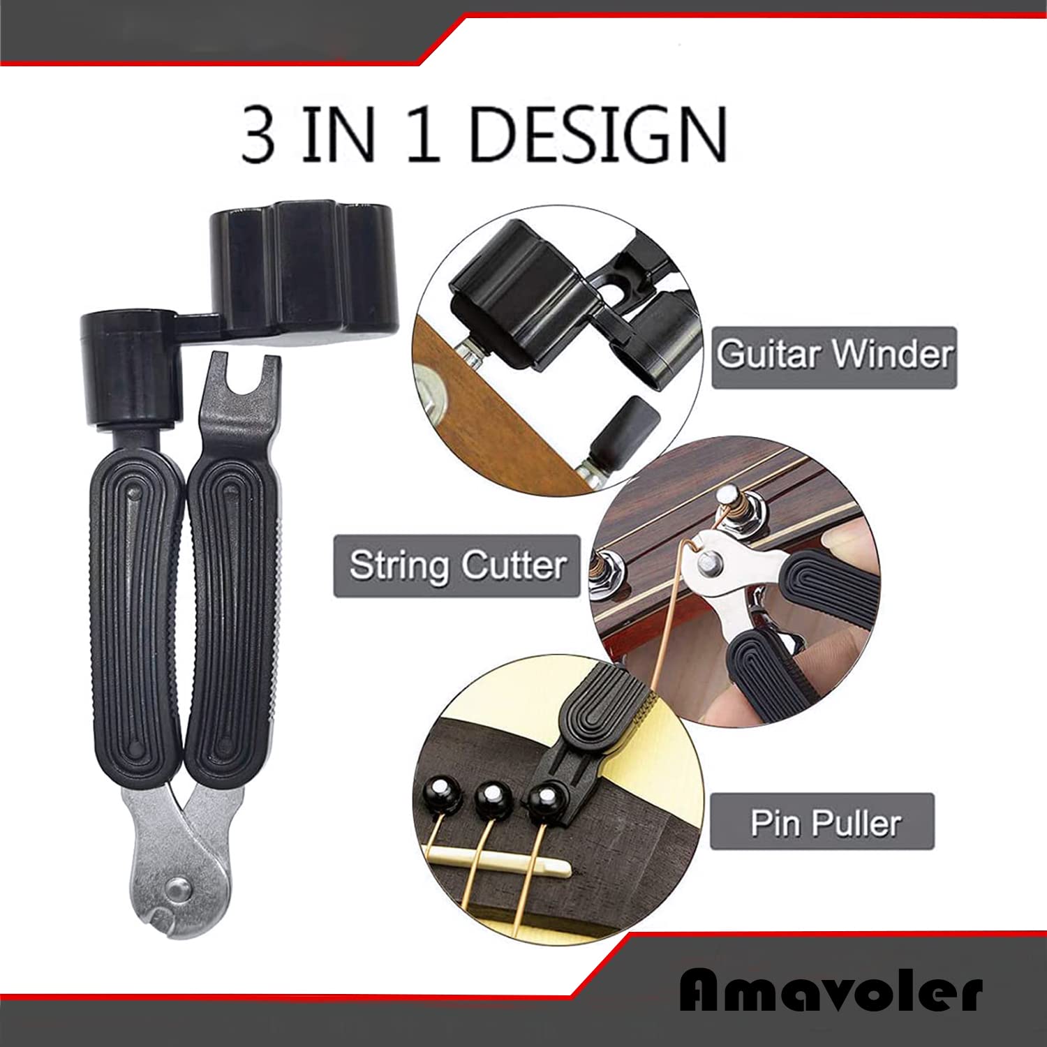 Amavoler Guitar Neck Rest Support Cradle + Guitar String Winder and Cutter Tool - Guitar Accessories Tool Kit for Repair, Mainte