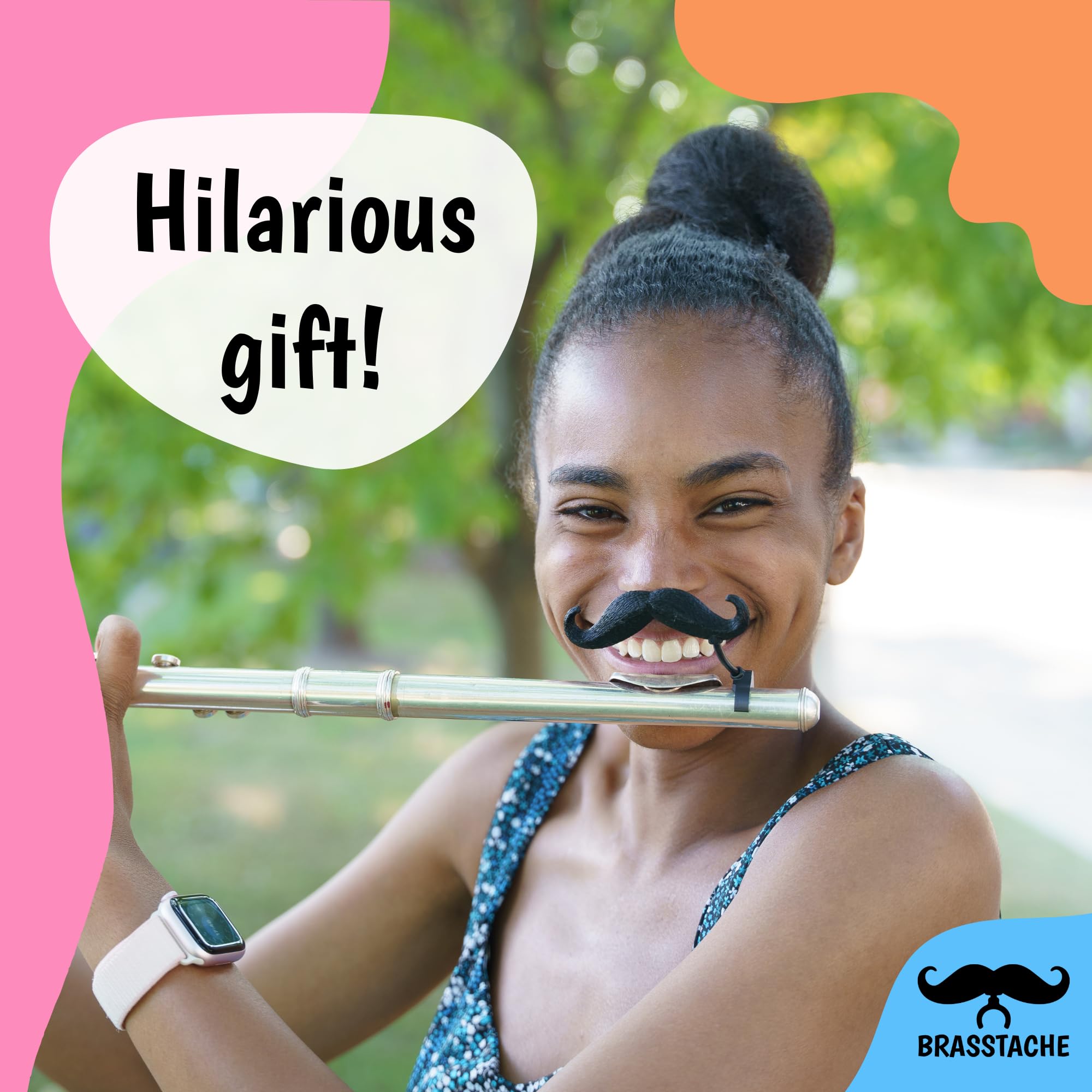 Flute-stache - The Original Clip-on mustache for Flute by Brasstache